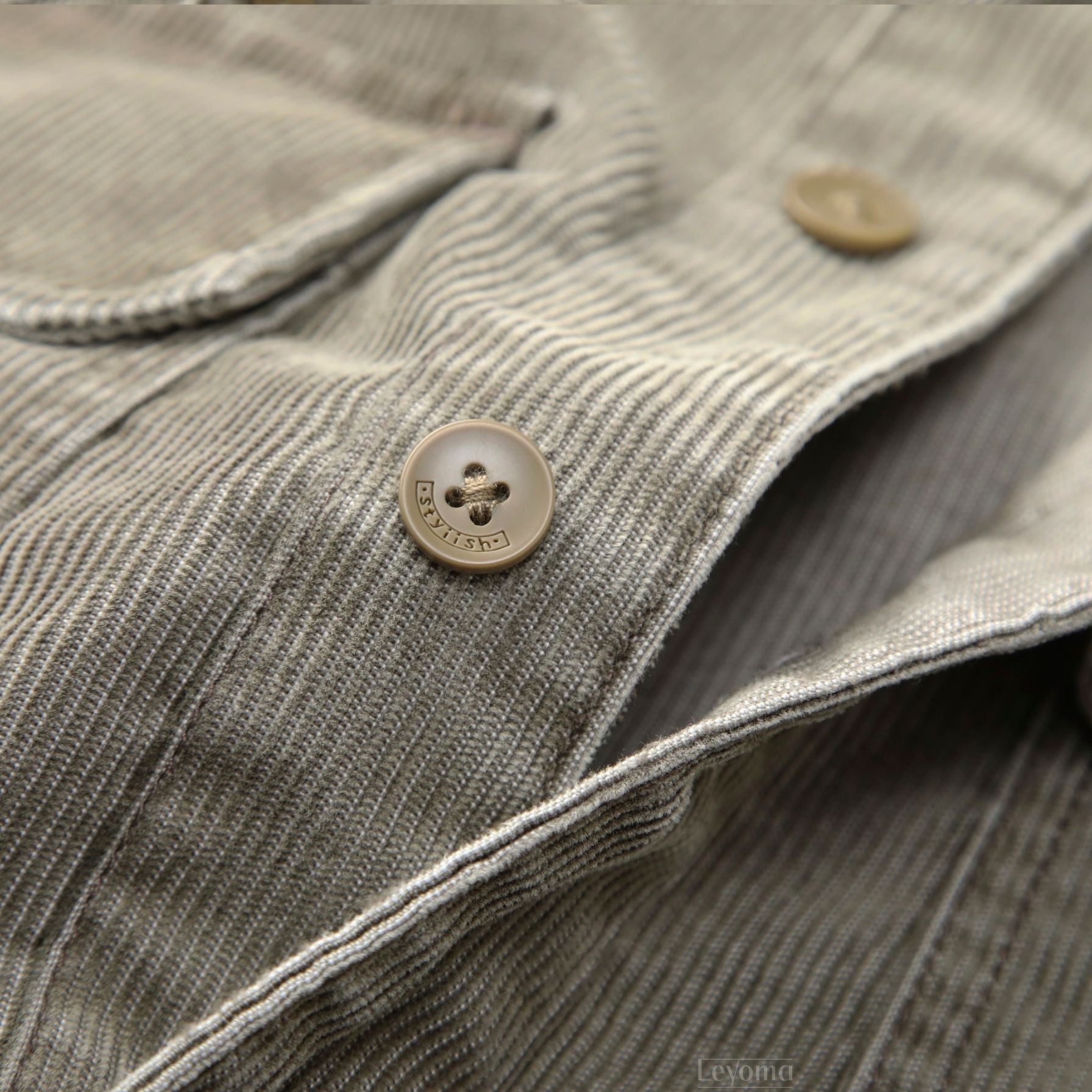 Men's Garrett Green Long Sleeve Corduroy Button Up Overshirt