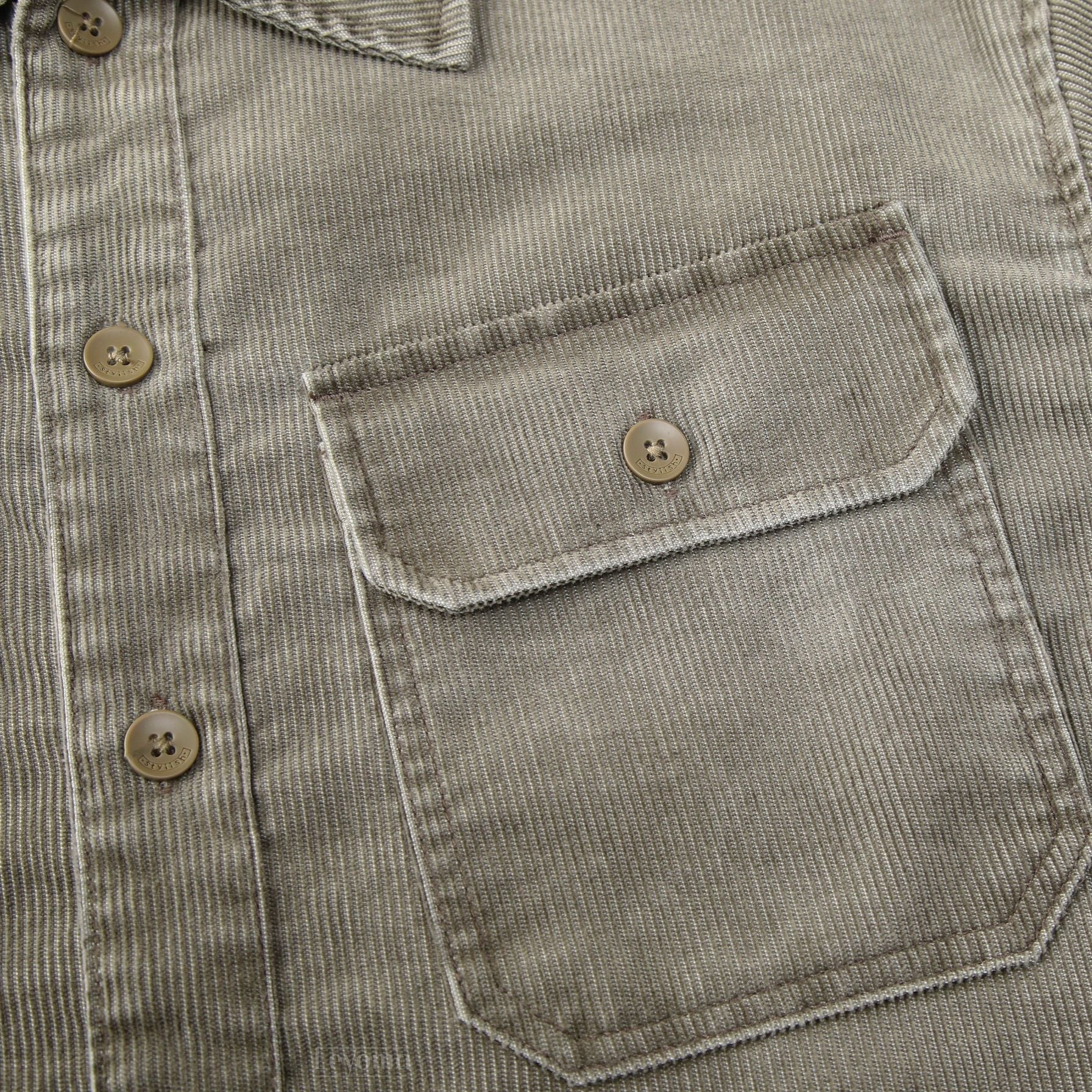 Men's Garrett Green Long Sleeve Corduroy Button Up Overshirt