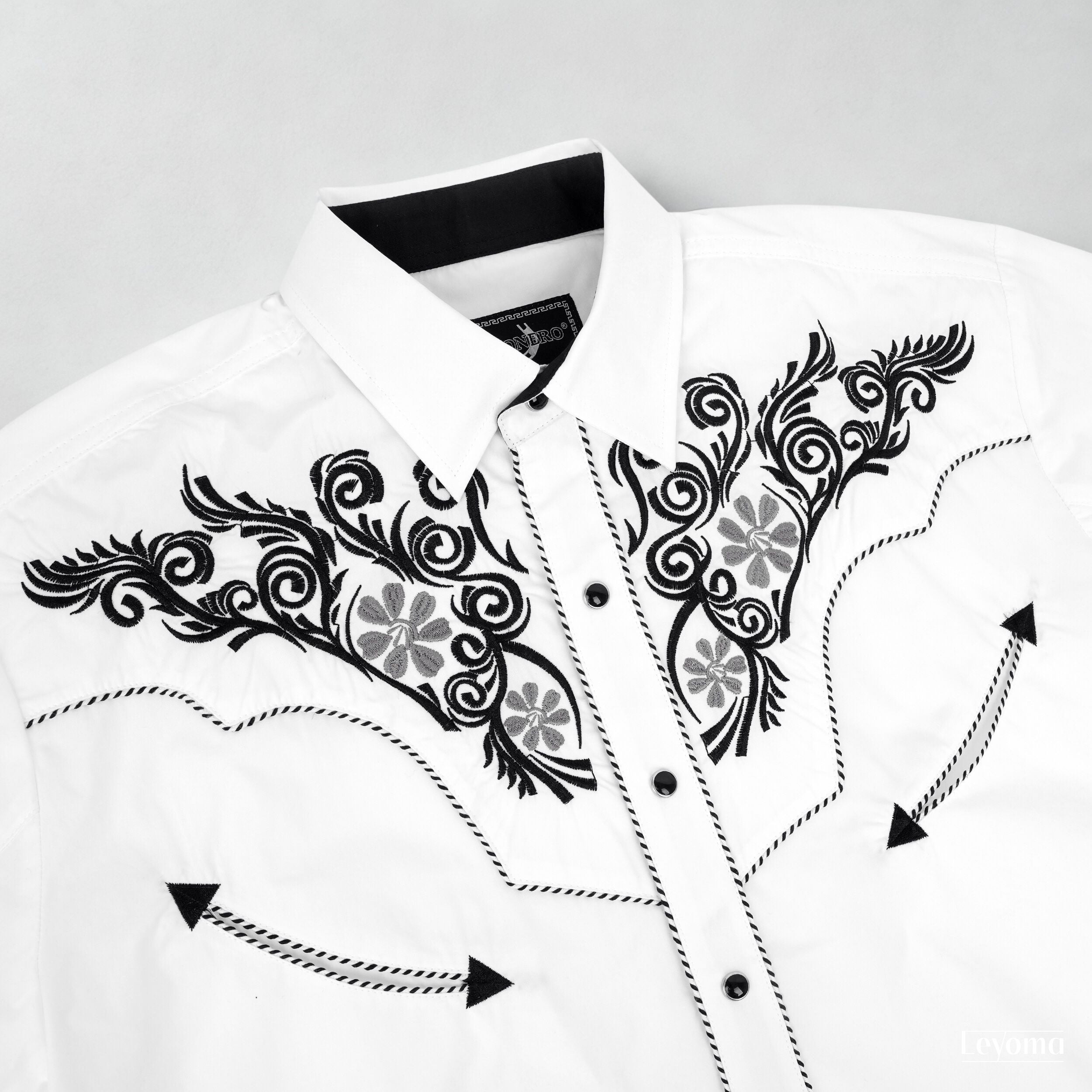 Snowy Mesa Men's Embroidered Western Pearl Snap Shirt