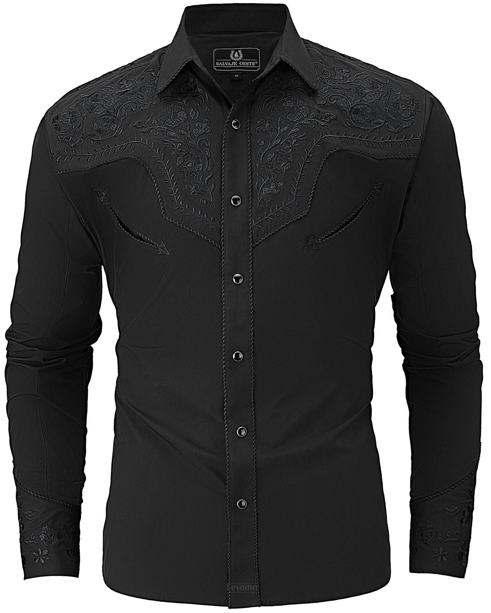 Noble Friesian Men's Embroidered Western Pearl Snap Shirt