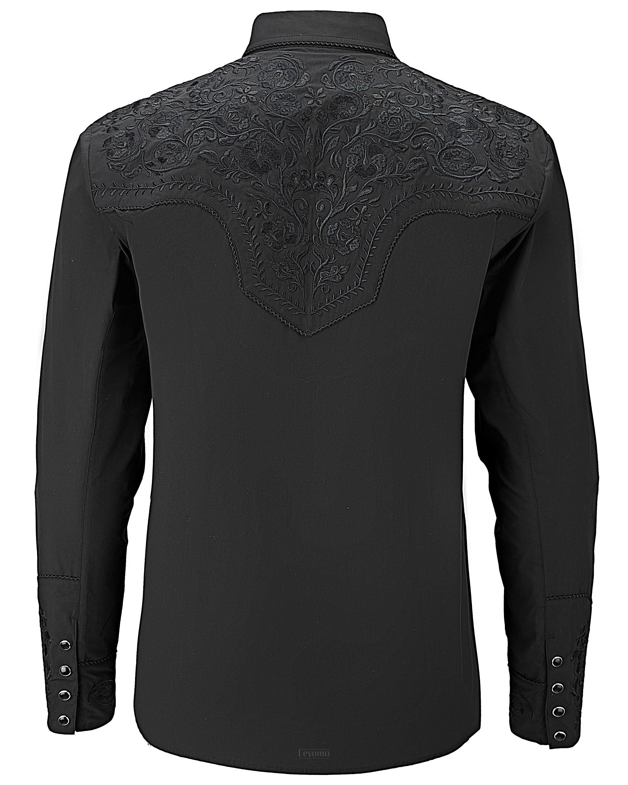 Noble Friesian Men's Embroidered Western Pearl Snap Shirt