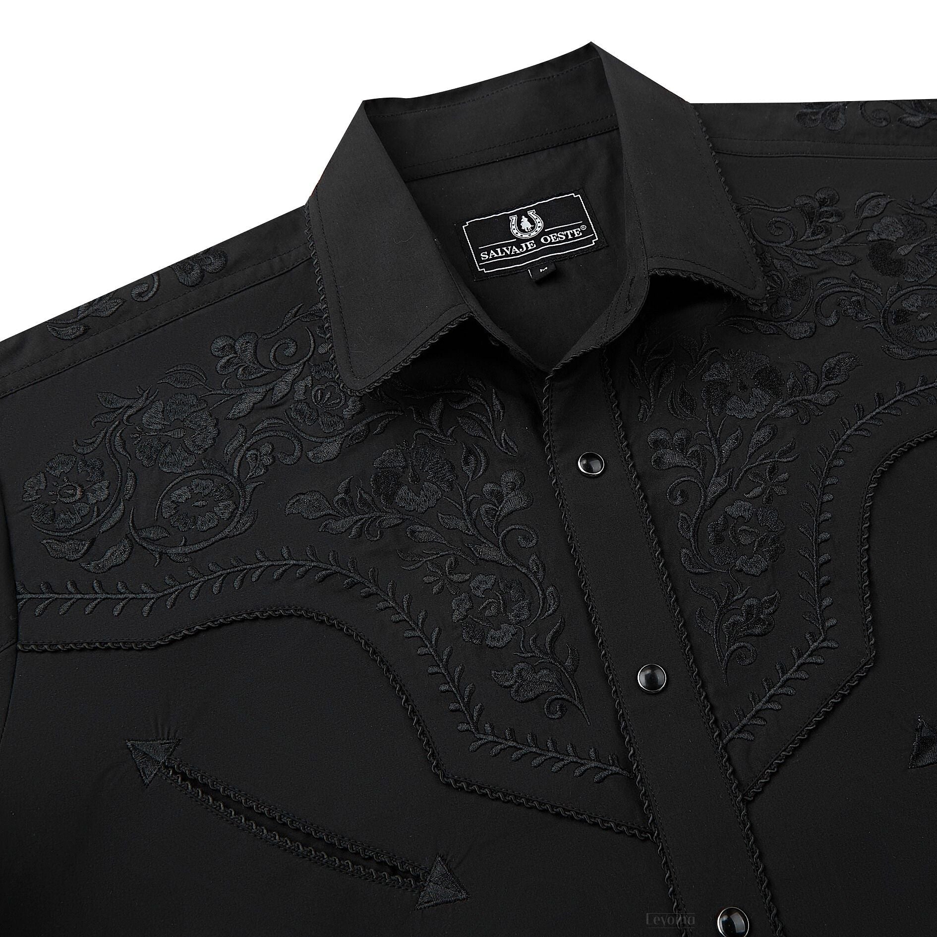 Noble Friesian Men's Embroidered Western Pearl Snap Shirt