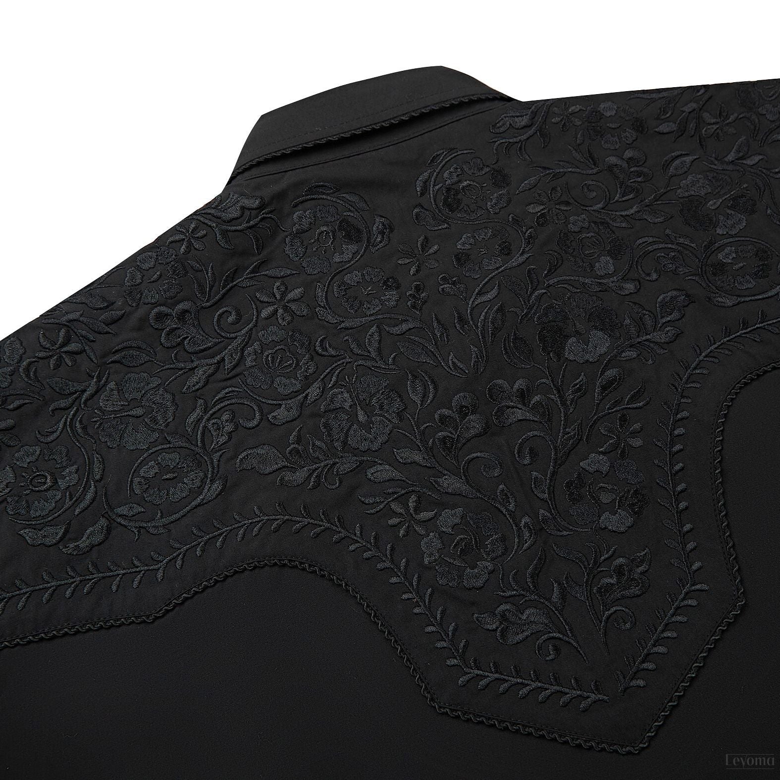 Noble Friesian Men's Embroidered Western Pearl Snap Shirt