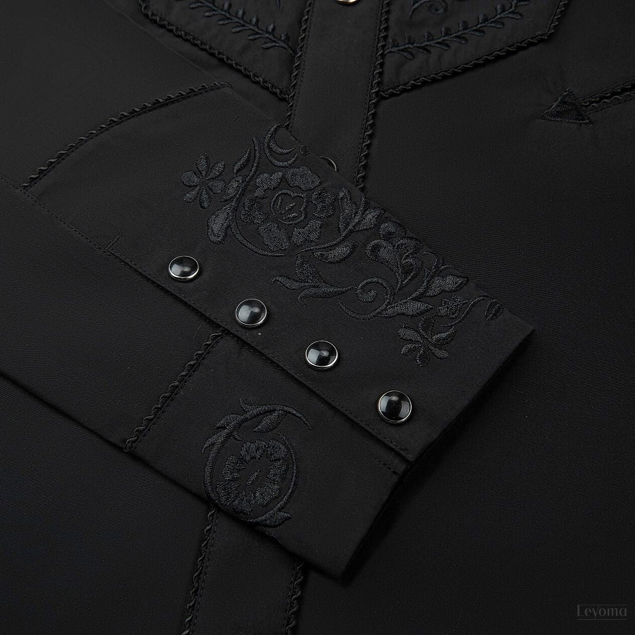 Noble Friesian Men's Embroidered Western Pearl Snap Shirt