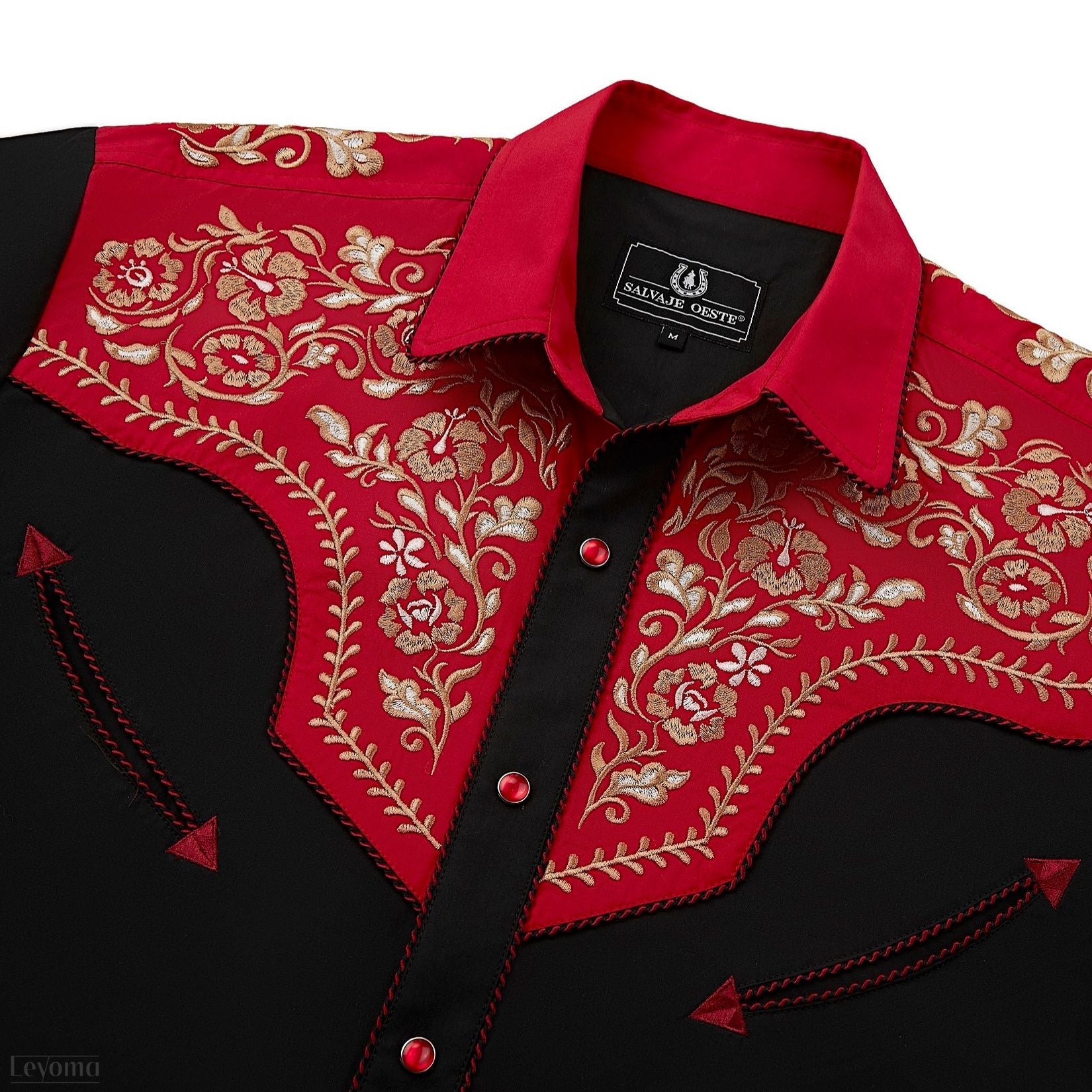 The Inferno Men's Embroidered Western Pearl Snap Shirt