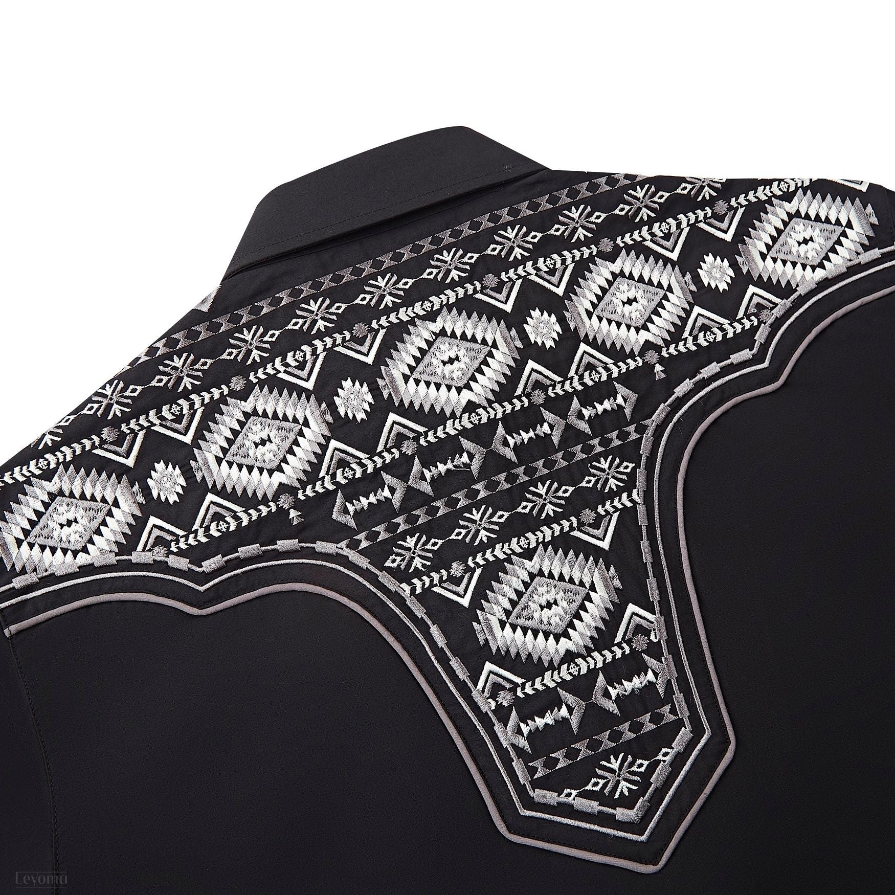 Aztec Crystal Men's Embroidered Western Pearl Snap Shirt