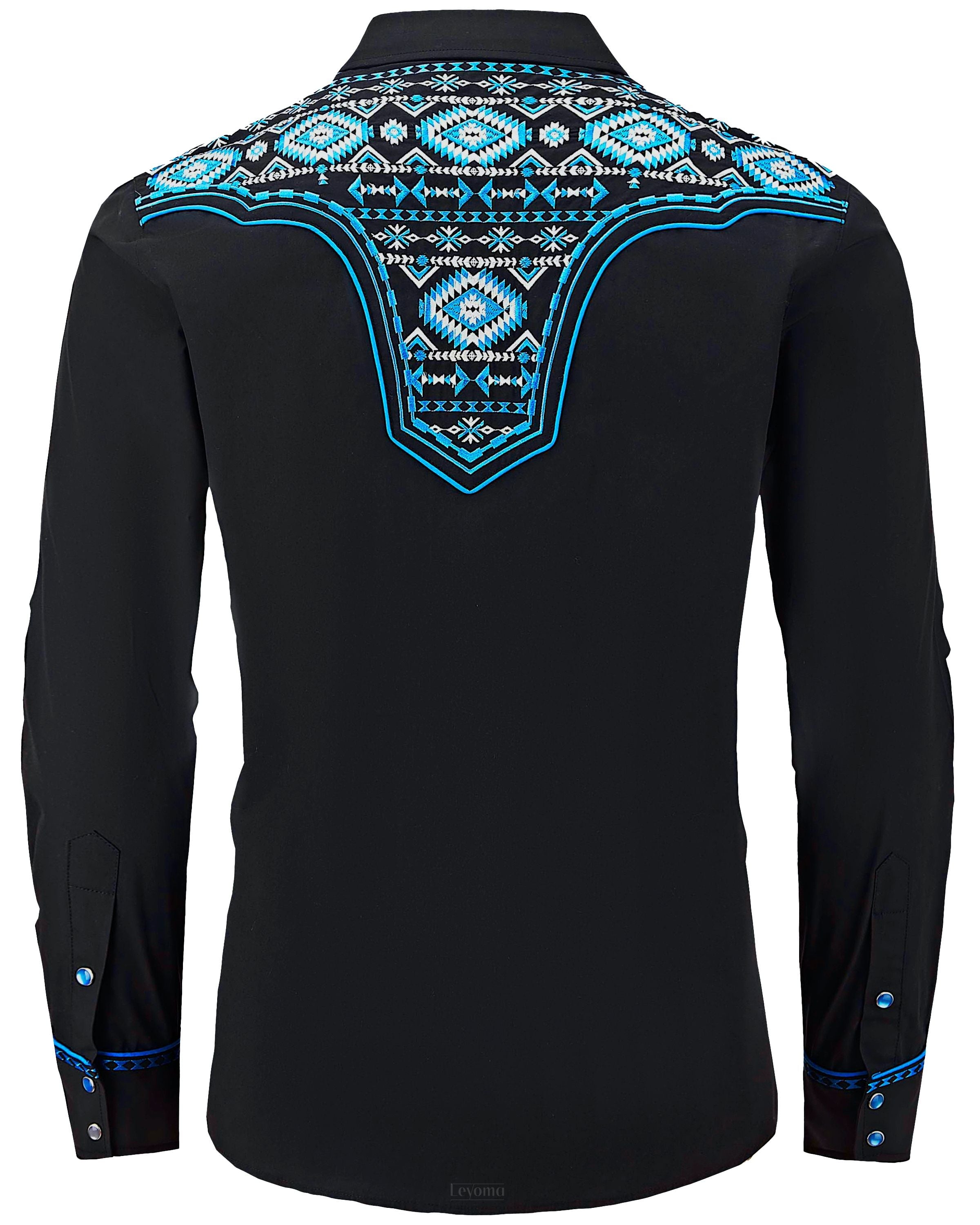 Gran Cenote Men's Embroidered Western Pearl Snap Shirt