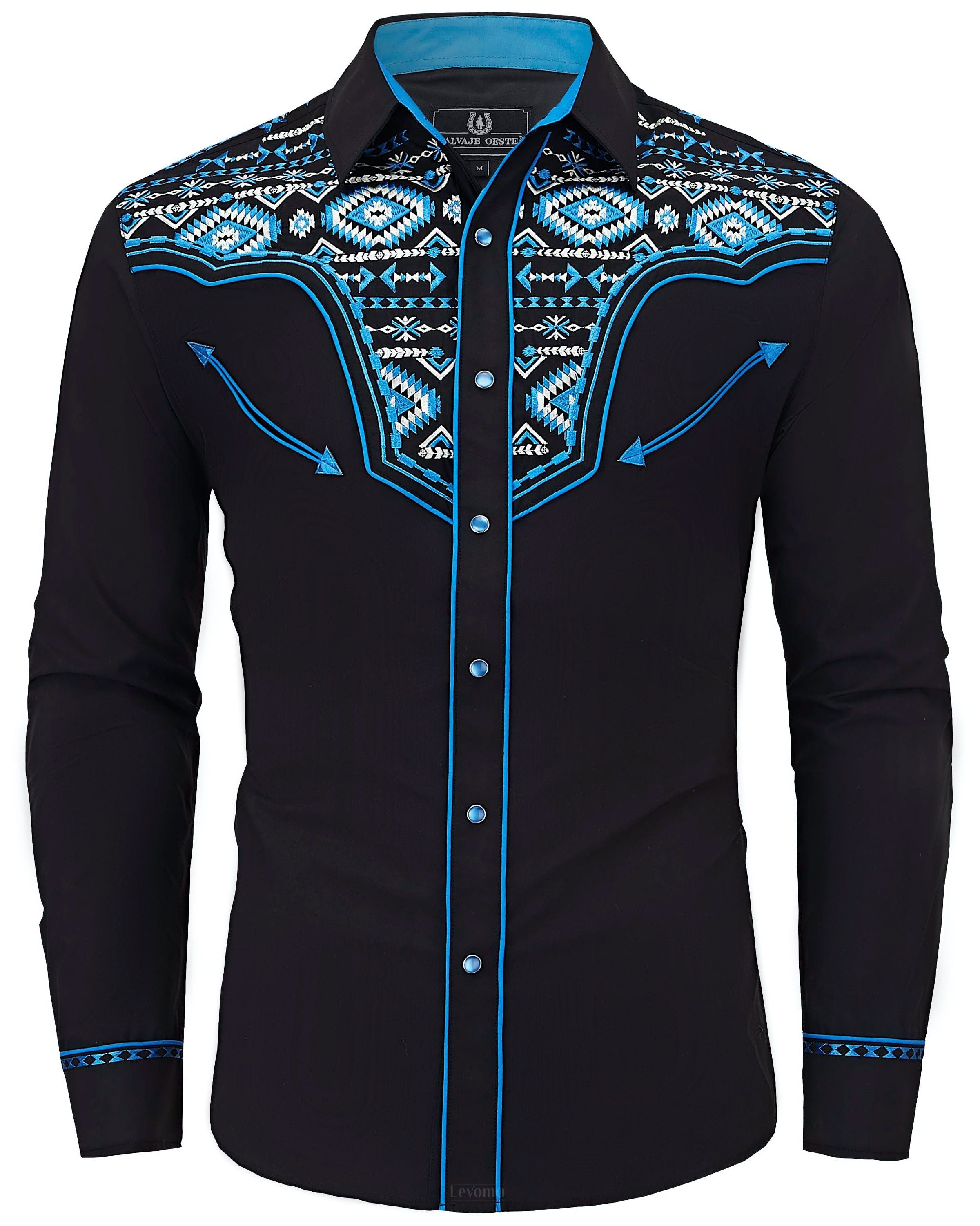 Gran Cenote Men's Embroidered Western Pearl Snap Shirt