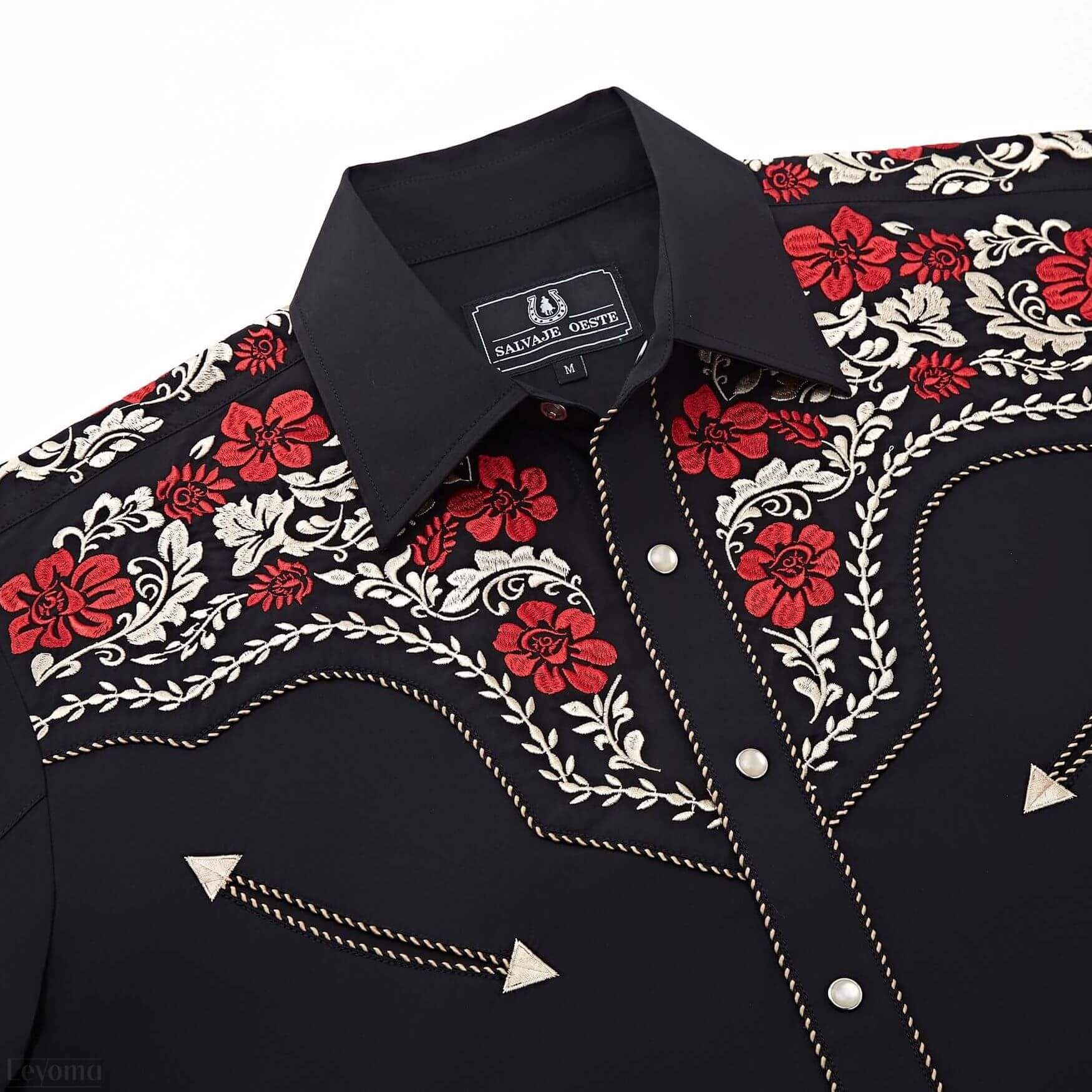 Cattle Ranch Men's Embroidered Western Pearl Snap Shirt
