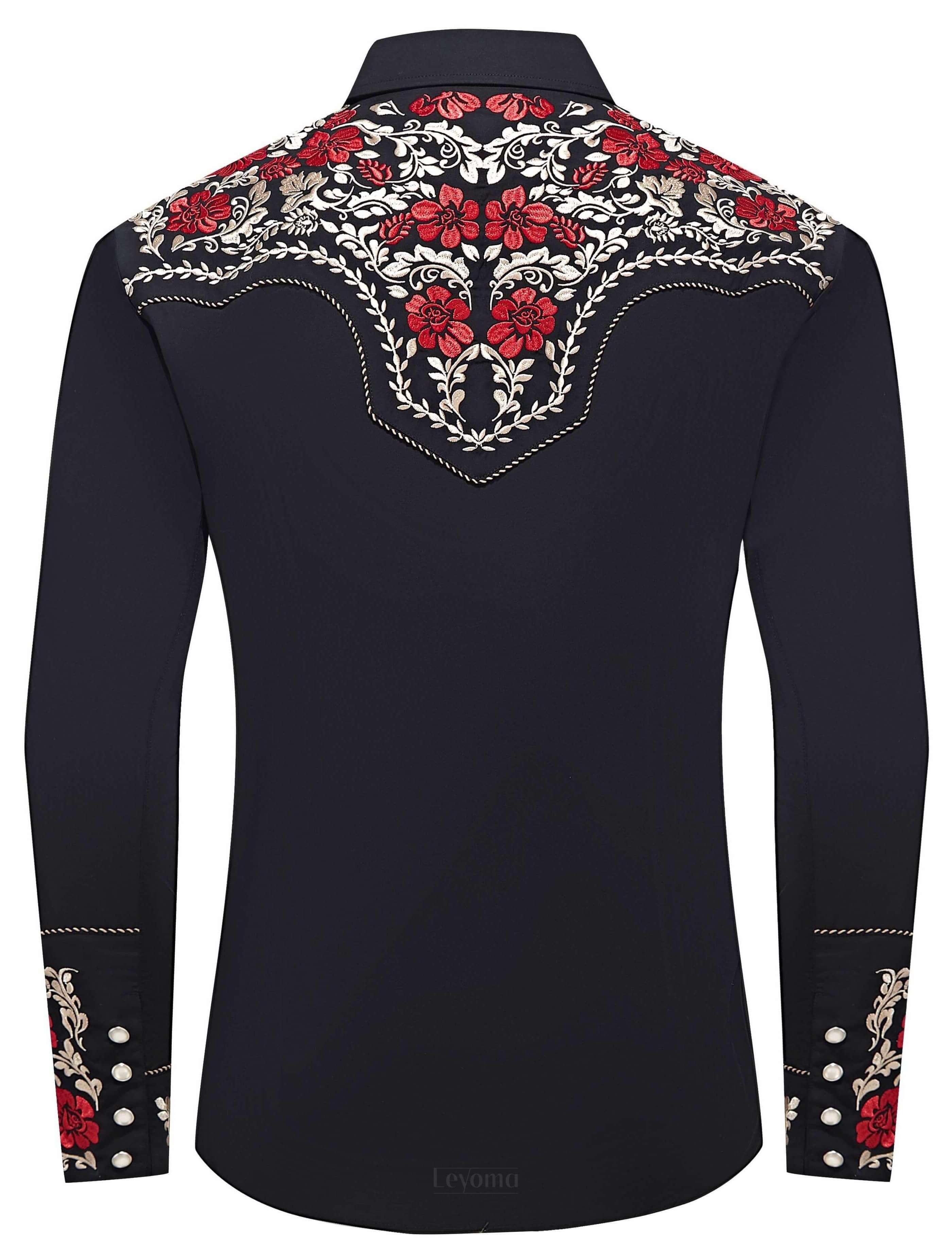 Cattle Ranch Men's Embroidered Western Pearl Snap Shirt