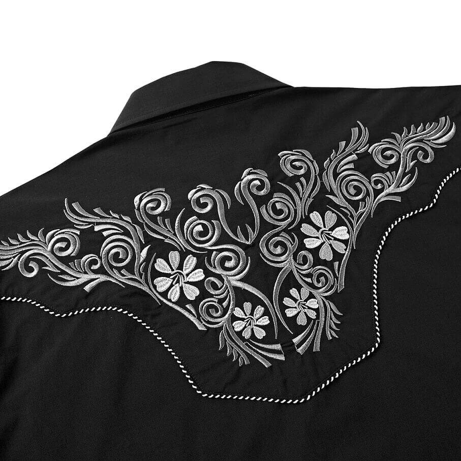 Dark Rider Men's Embroidered Western Pearl Snap Shirt