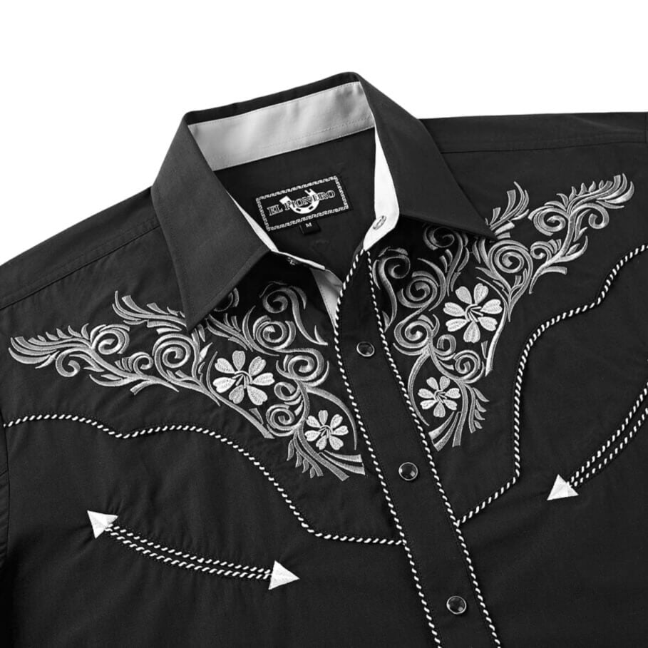 Dark Rider Men's Embroidered Western Pearl Snap Shirt