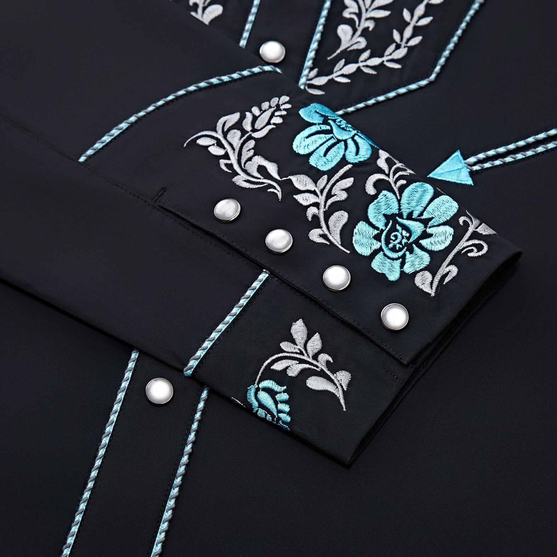 Golfo de México Men's Embroidered Western Pearl Snap Shirt