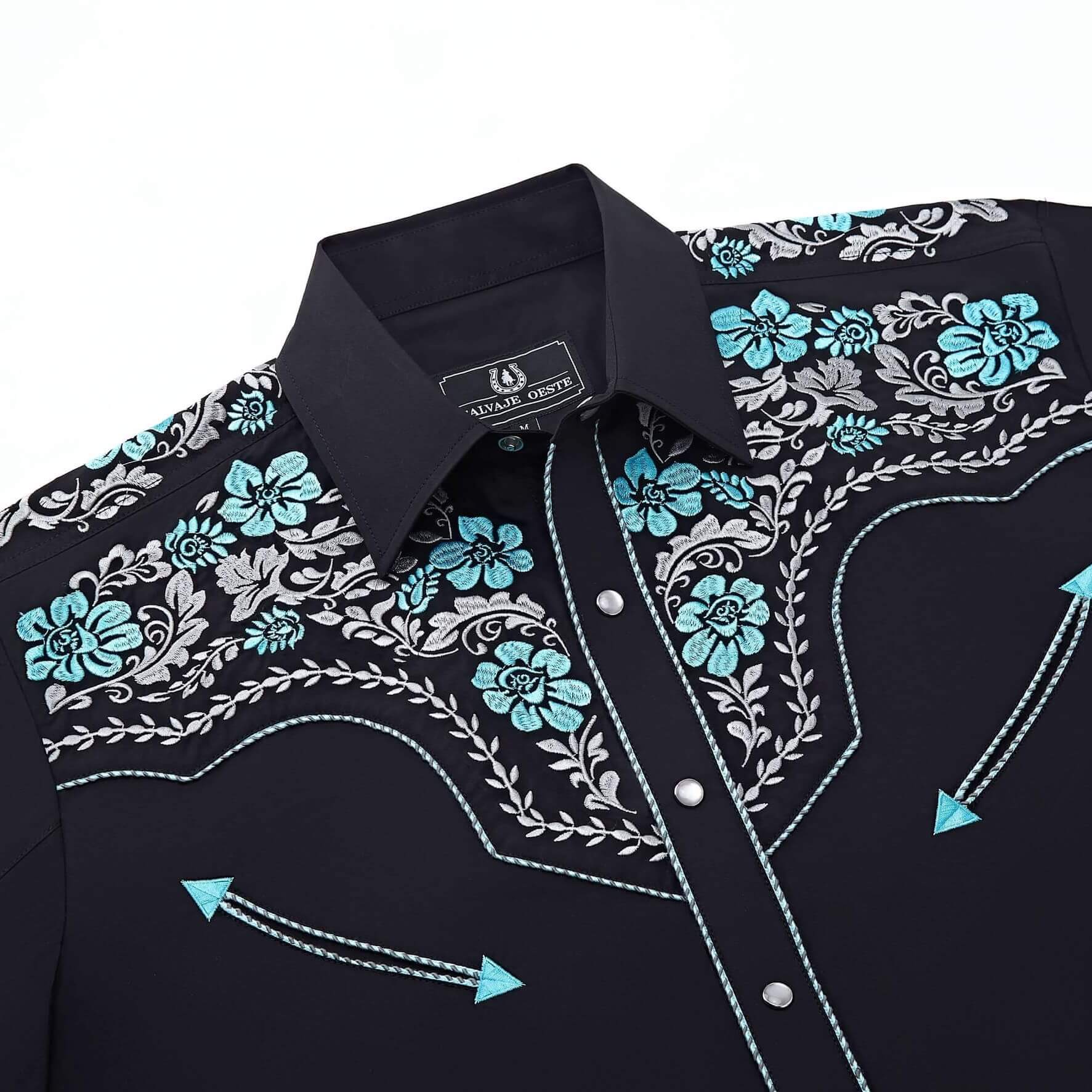 Golfo de México Men's Embroidered Western Pearl Snap Shirt
