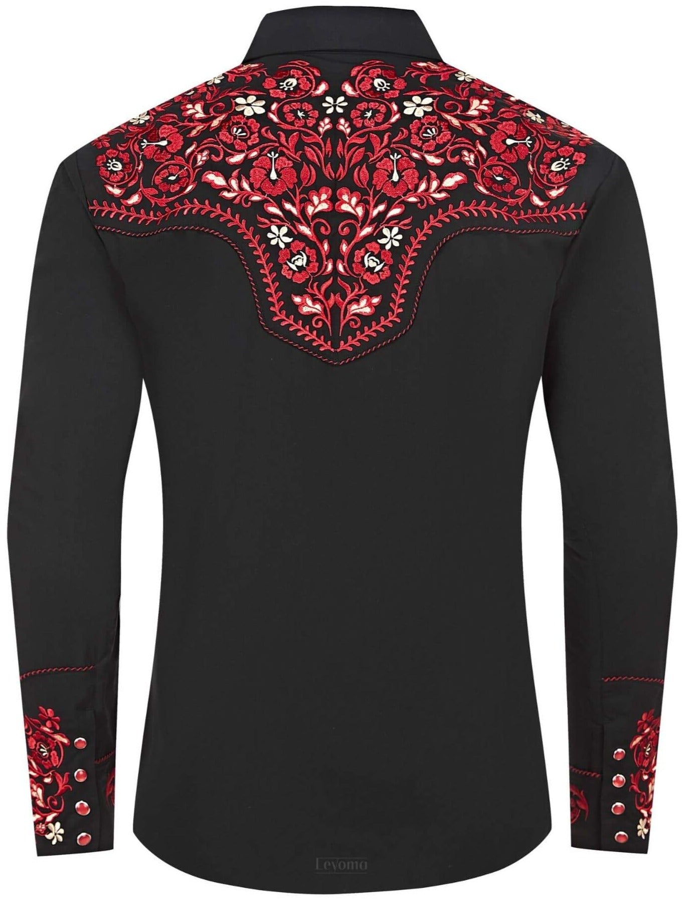 Midnight Rose Men's Embroidered Western Pearl Snap Shirt