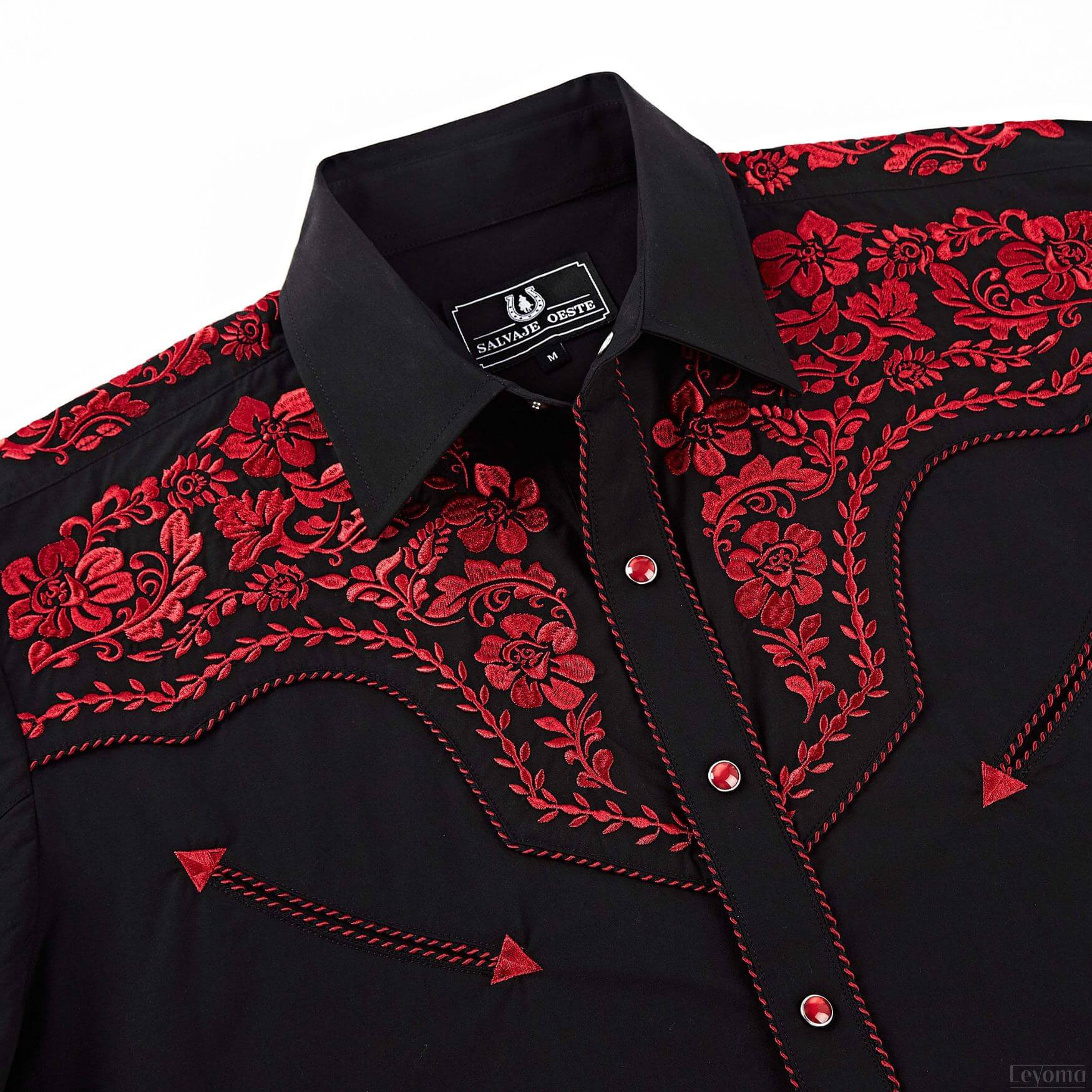 The Brave Bronco Men's Embroidered Western Pearl Snap Shirt