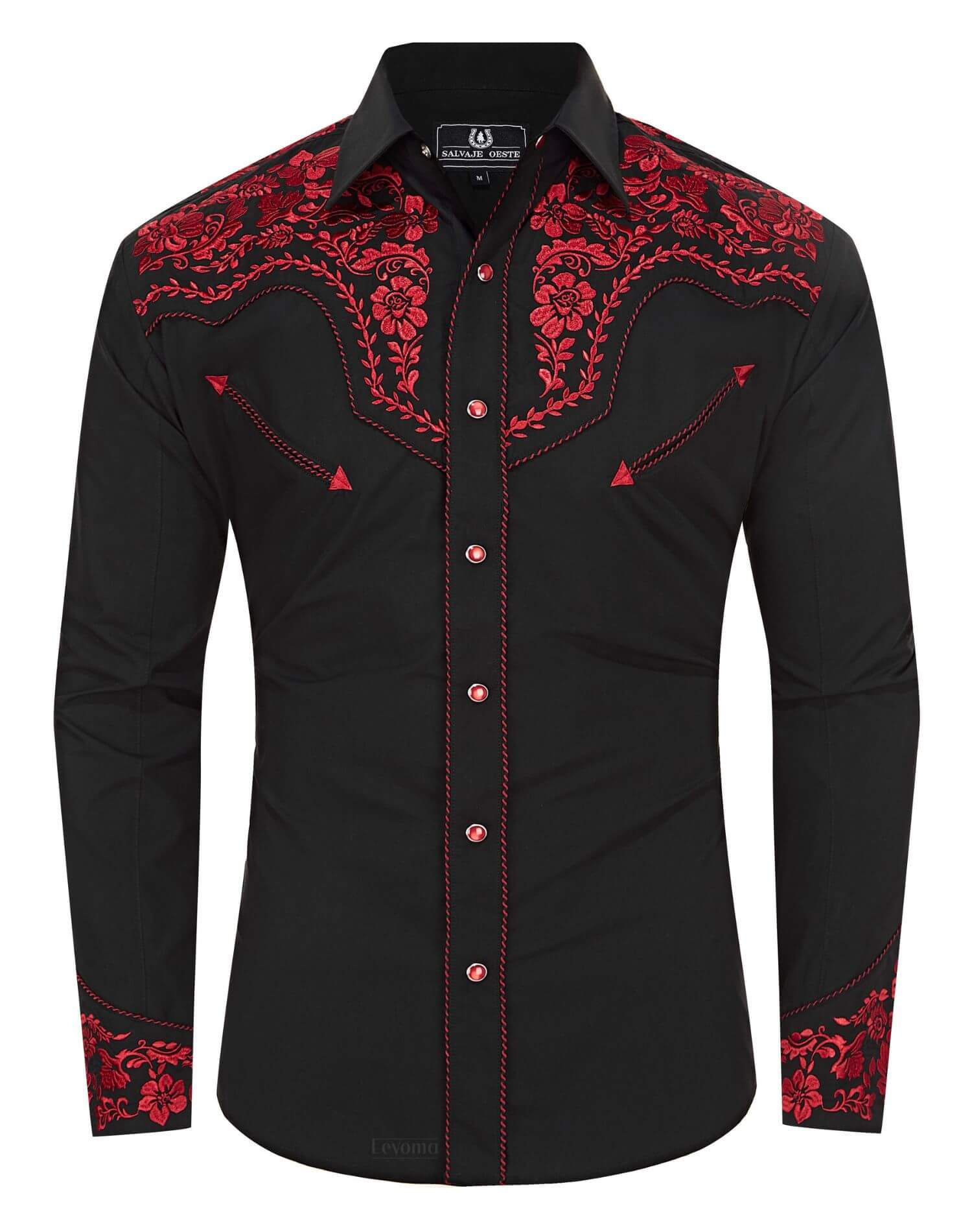 The Brave Bronco Men's Embroidered Western Pearl Snap Shirt