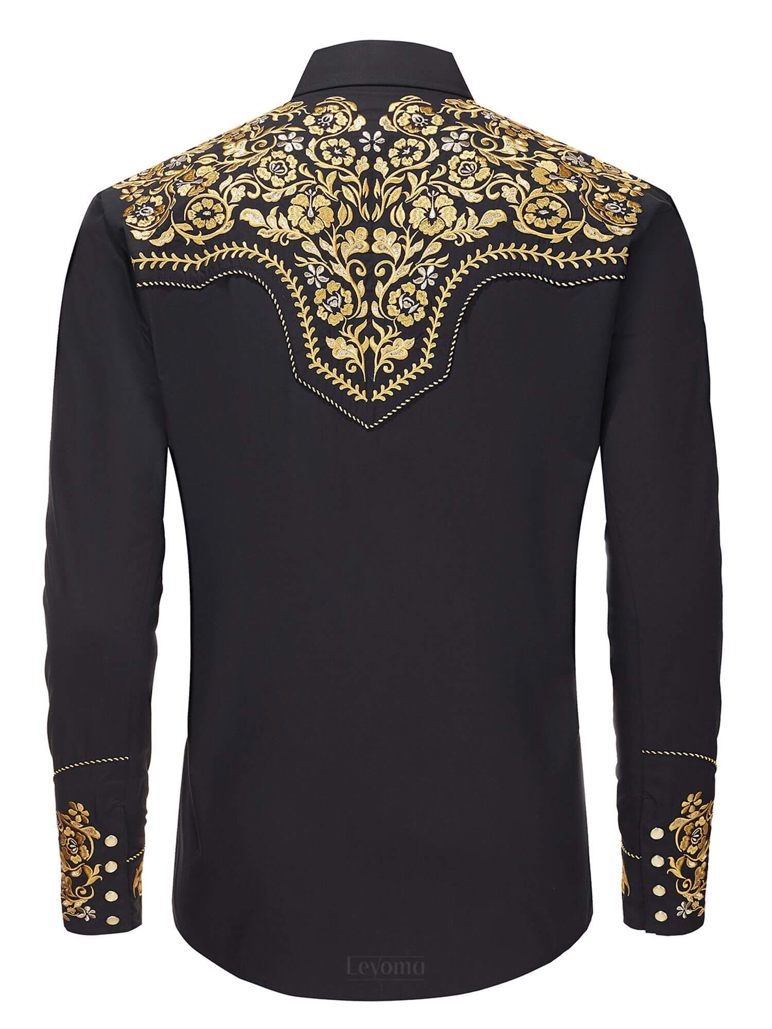 The Gold Vaquero Men's Embroidered Western Pearl Snap Shirt