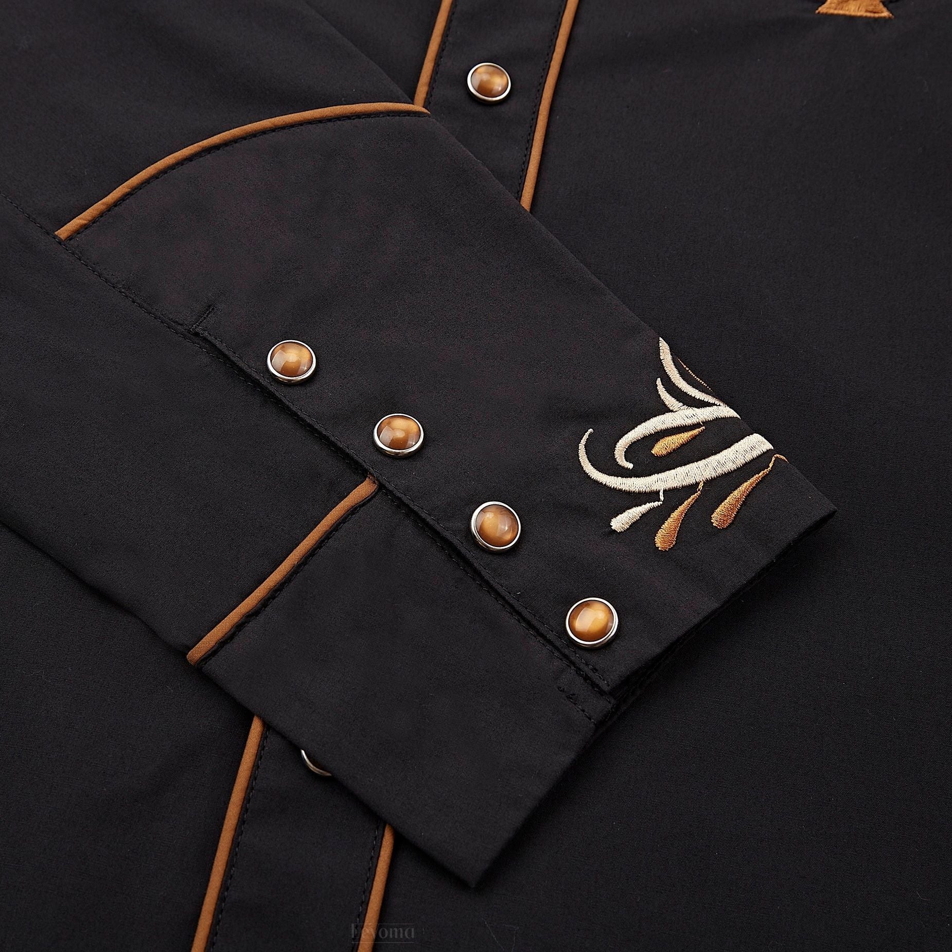The Equestrian Men's Embroidered Western Pearl Snap Shirt