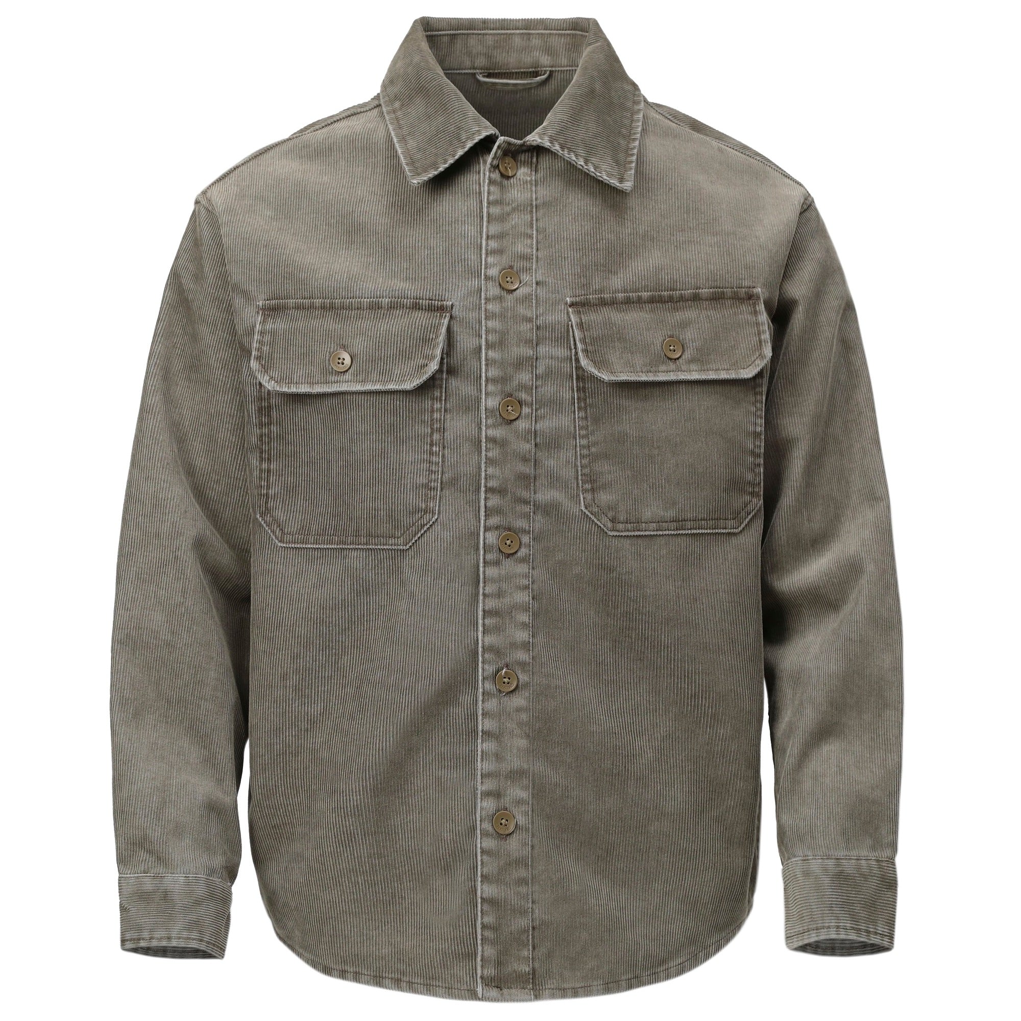 Men's Garrett Green Long Sleeve Corduroy Button Up Overshirt