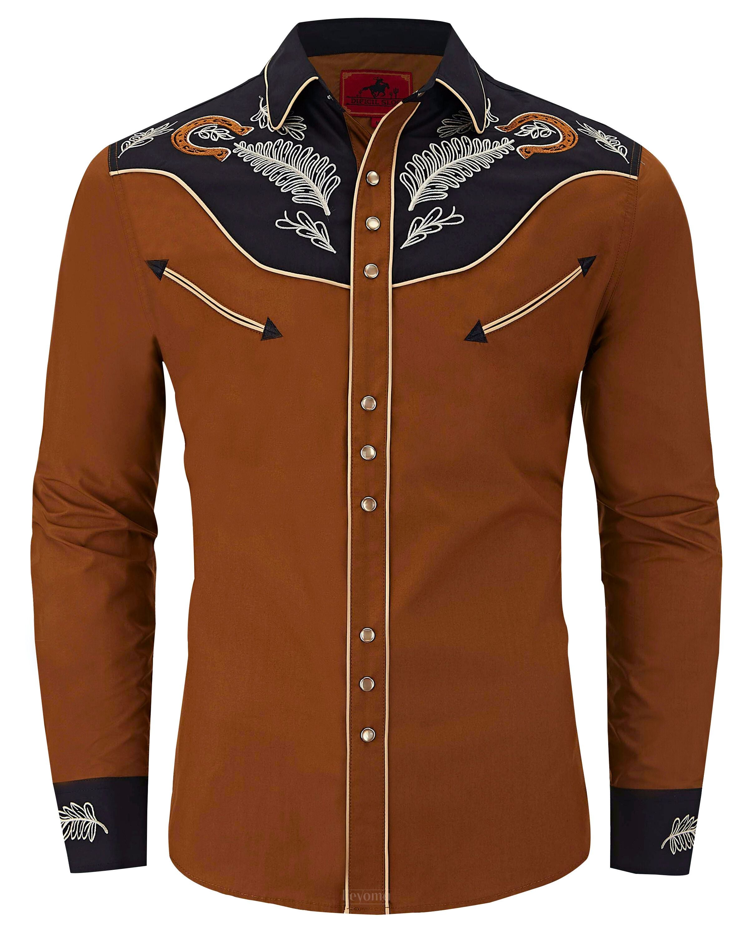 Coal & Auburn Men's Embroidered Western Pearl Snap Shirt