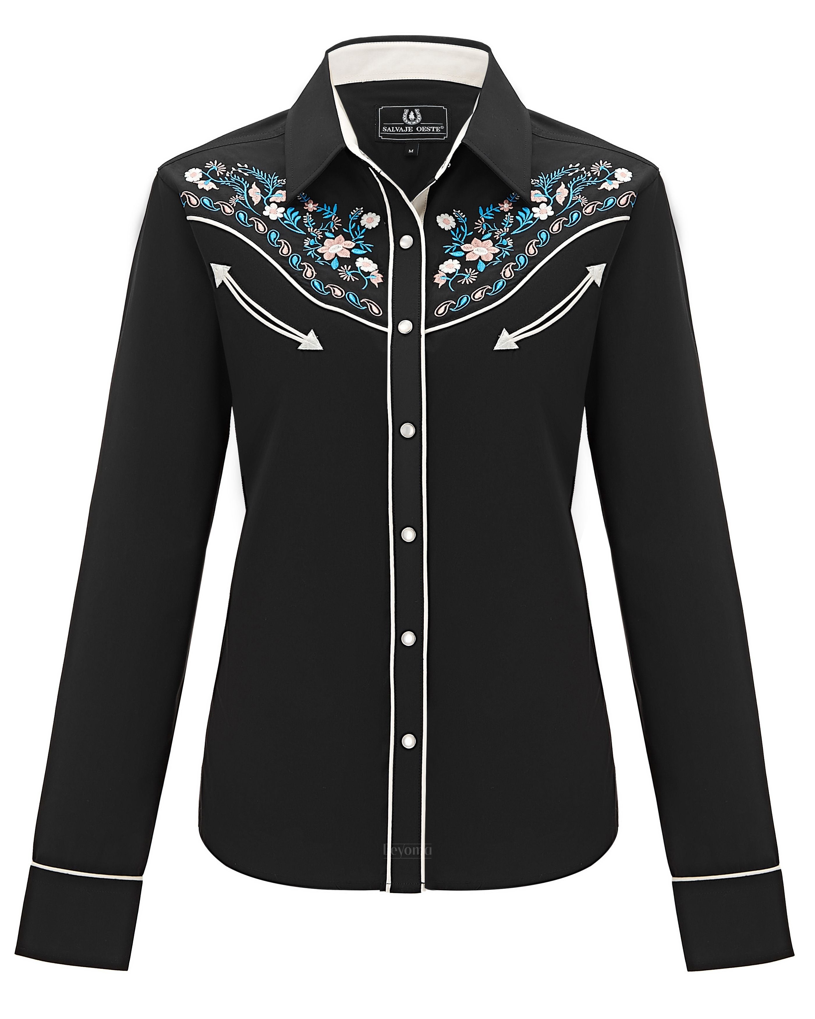 Women's Midnight Bouquet Embroidered Western Pearl Snap Shirt