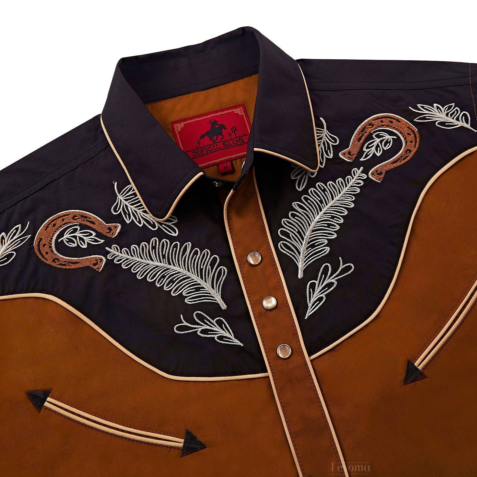 Coal & Auburn Men's Embroidered Western Pearl Snap Shirt
