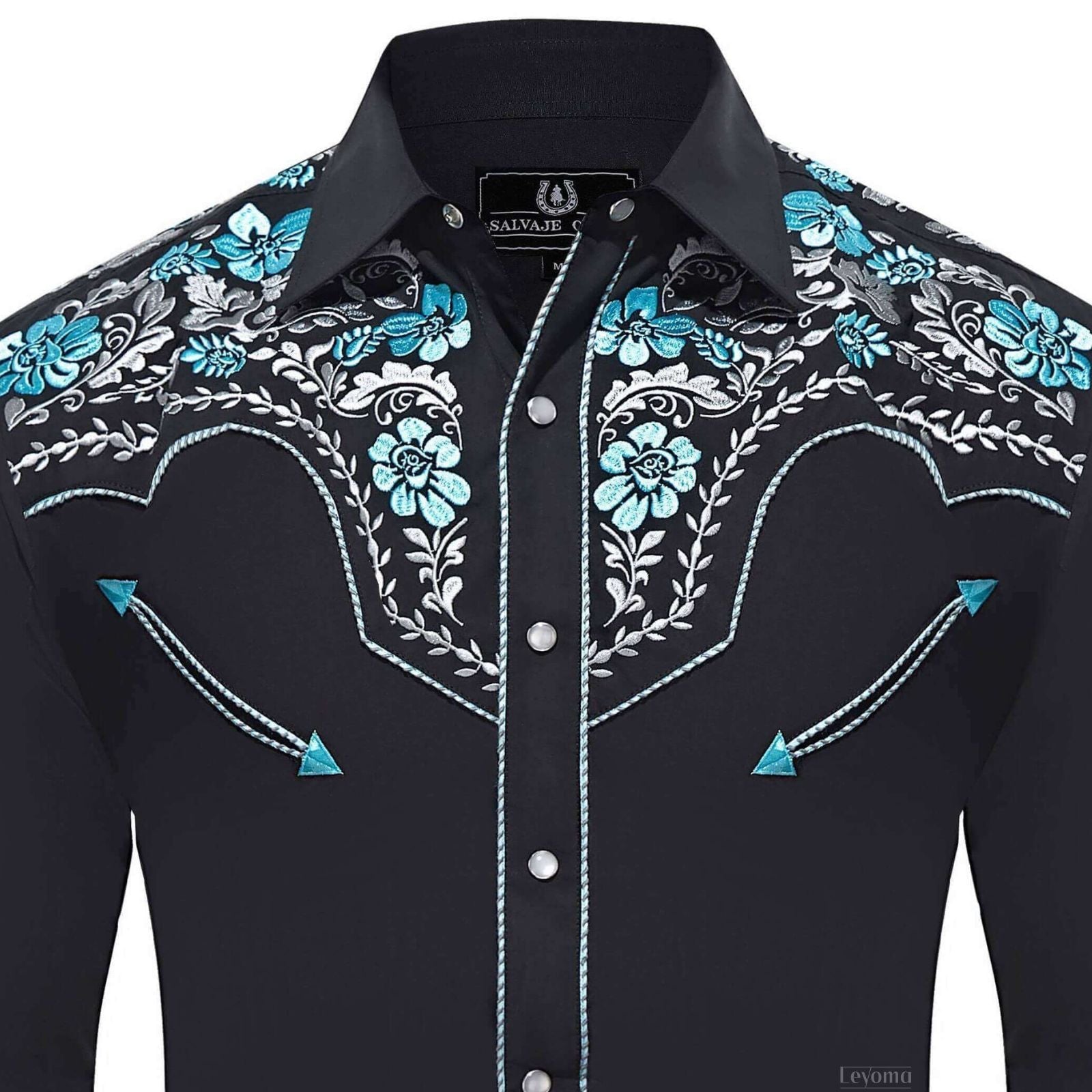 Golfo de México Men's Embroidered Western Pearl Snap Shirt