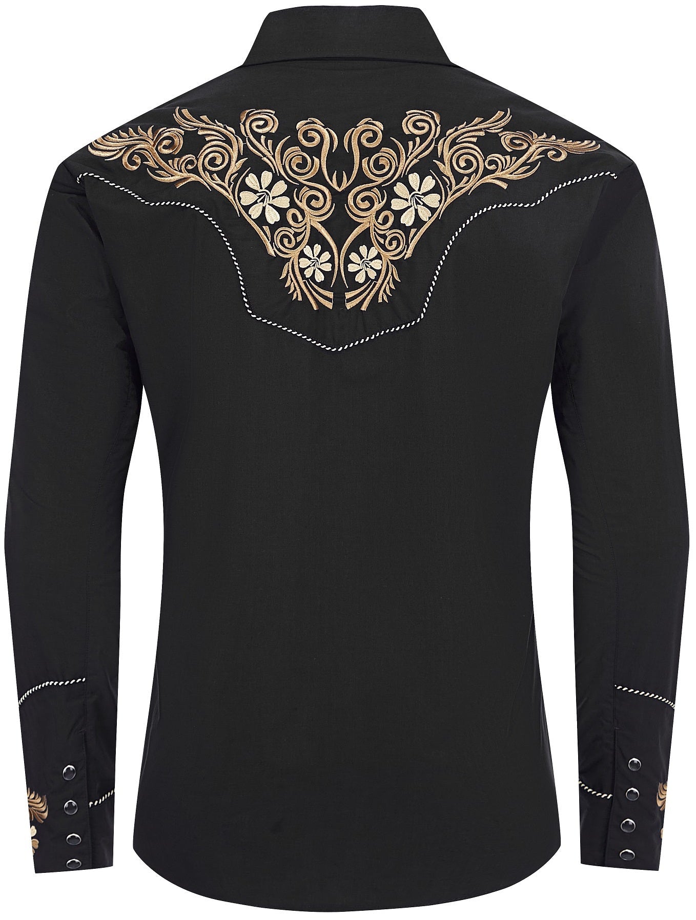 Moonlight Maverick Men's Embroidered Western Pearl Snap Shirt