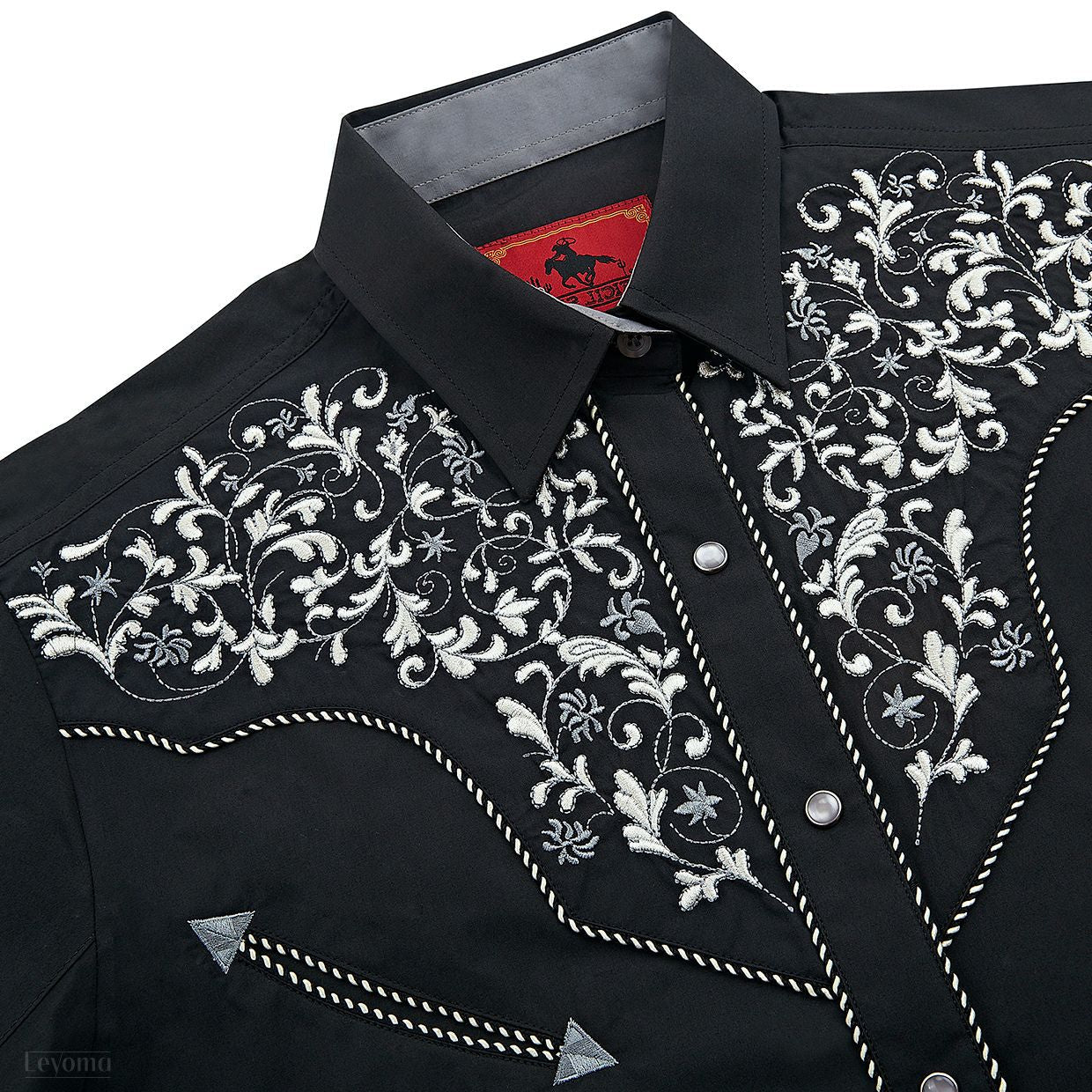 Fiero Sombra Men's Embroidered Western Pearl Snap Shirt