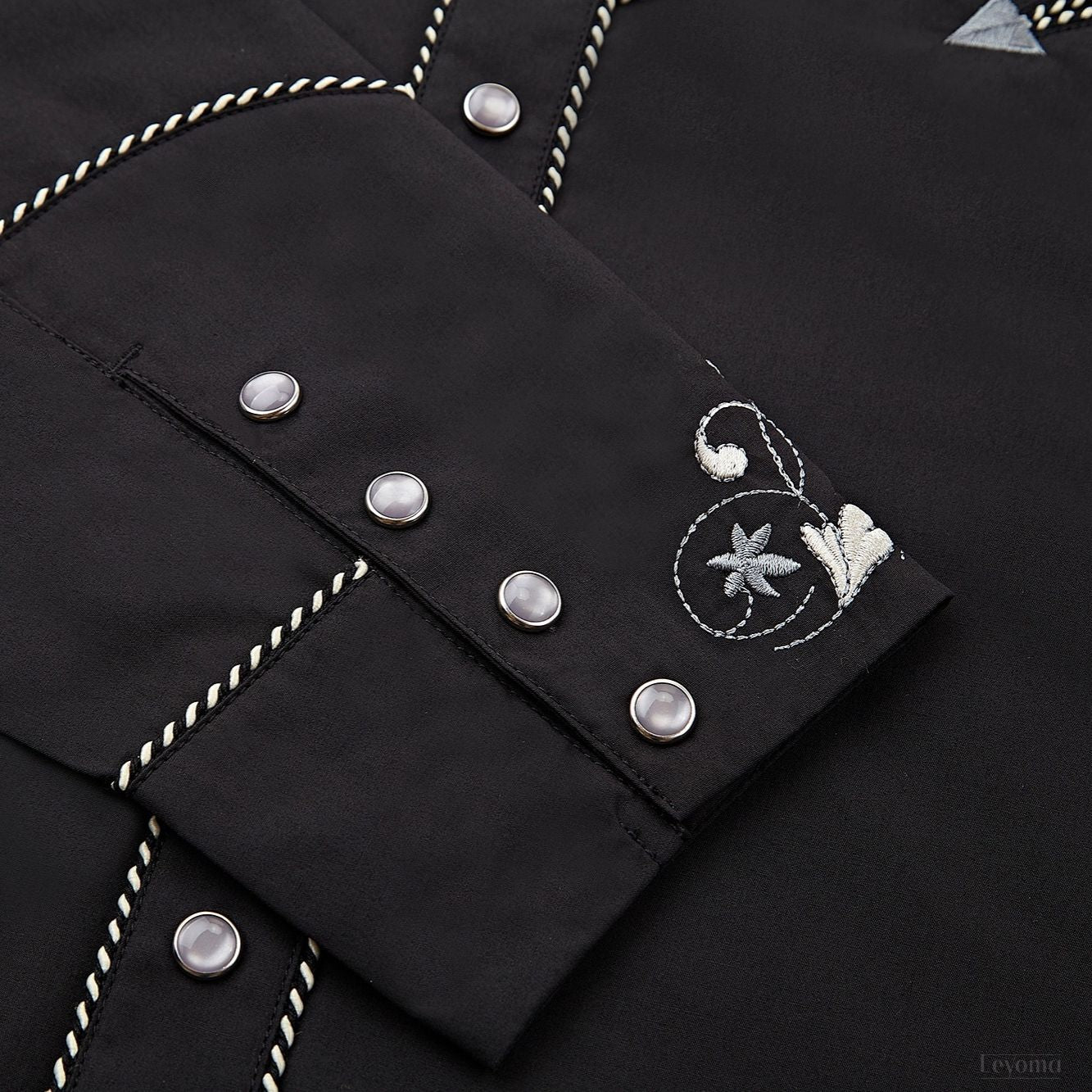 Fiero Sombra Men's Embroidered Western Pearl Snap Shirt