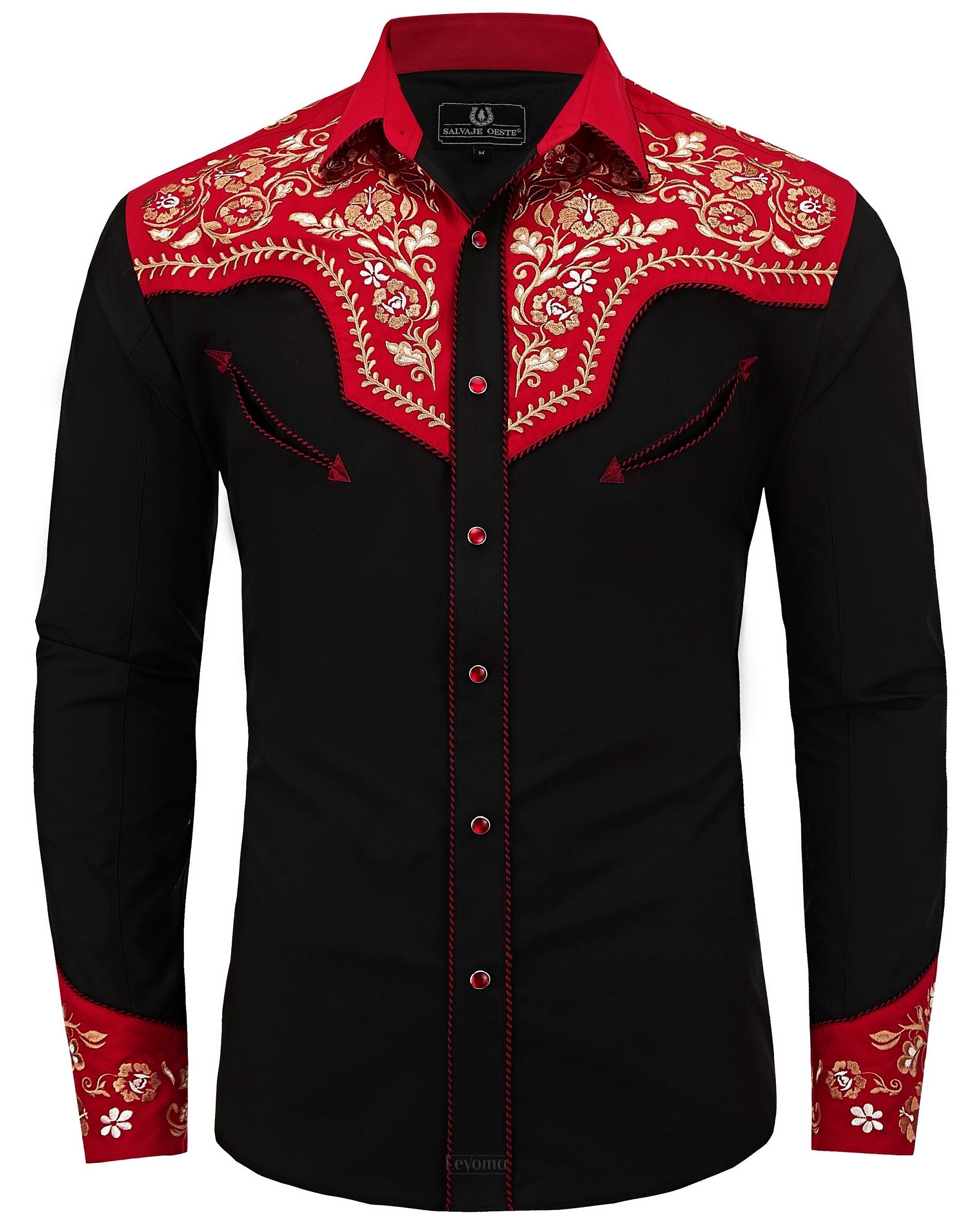 The Inferno Men's Embroidered Western Pearl Snap Shirt