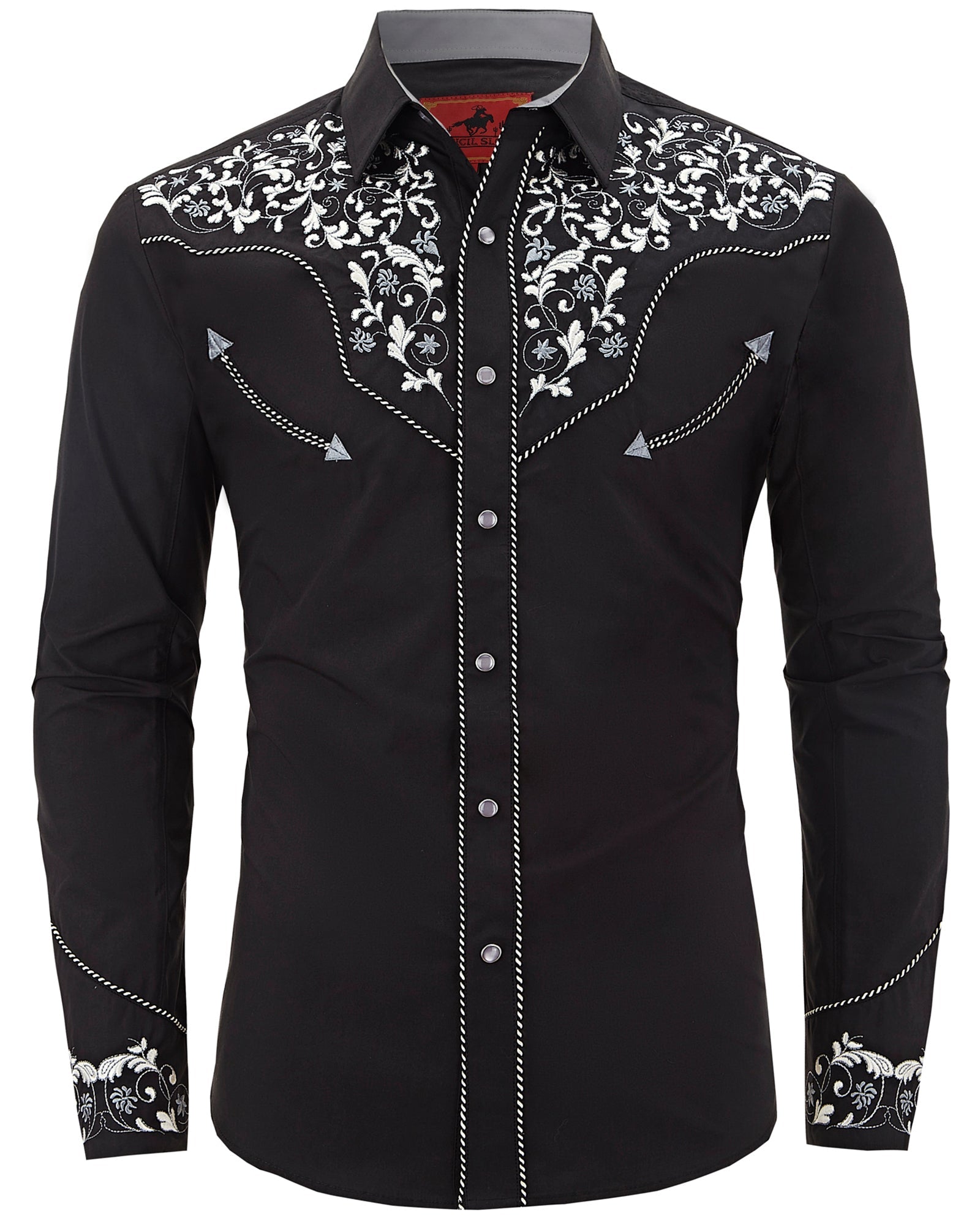 Fiero Sombra Men's Embroidered Western Pearl Snap Shirt