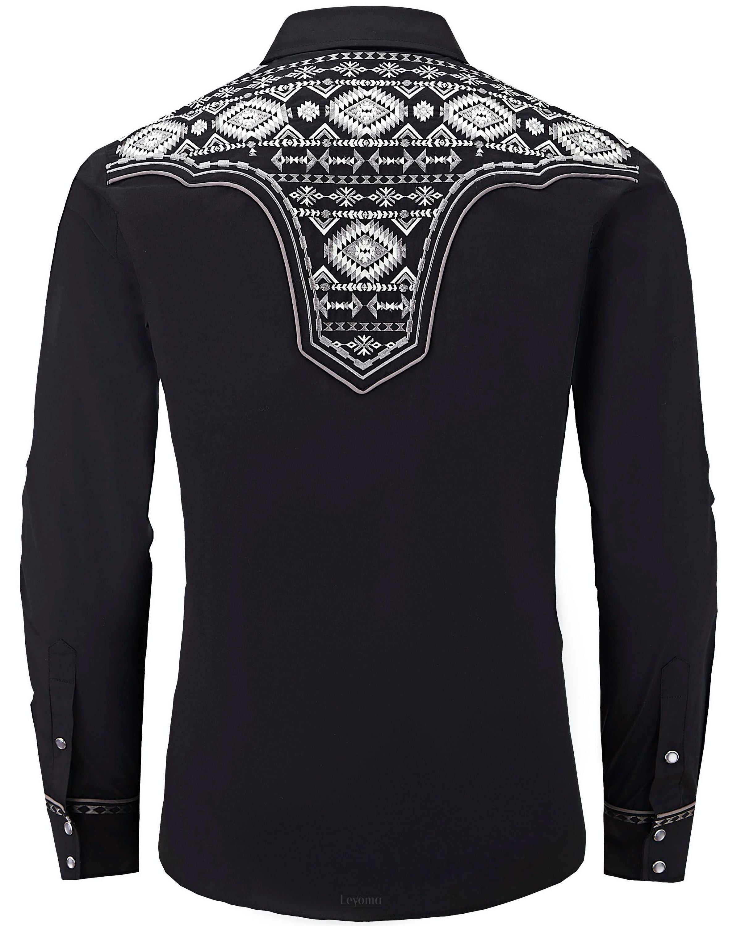 Aztec Crystal Men's Embroidered Western Pearl Snap Shirt