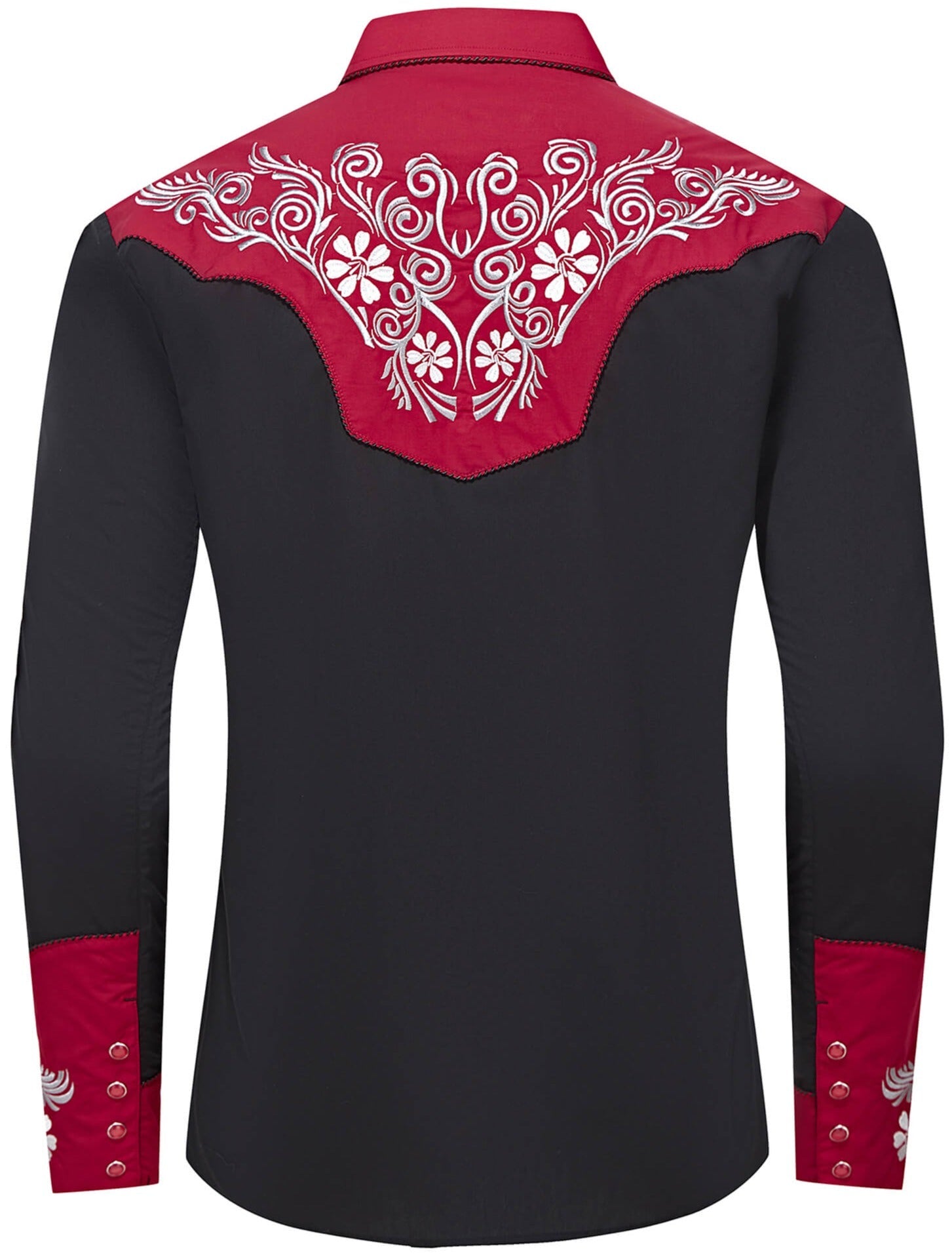 Fire & Charcoal Men's Embroidered Western Pearl Snap Shirt