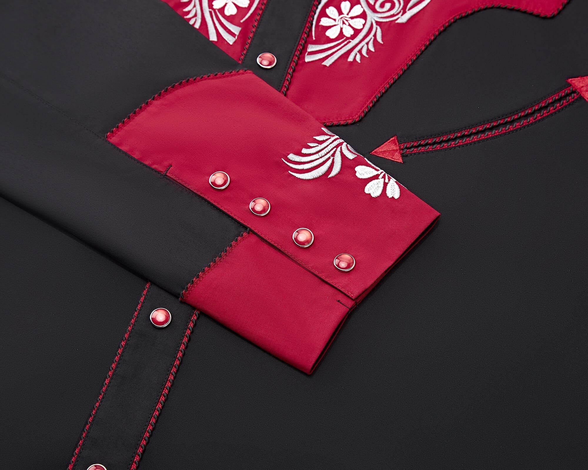 Fire & Charcoal Men's Embroidered Western Pearl Snap Shirt