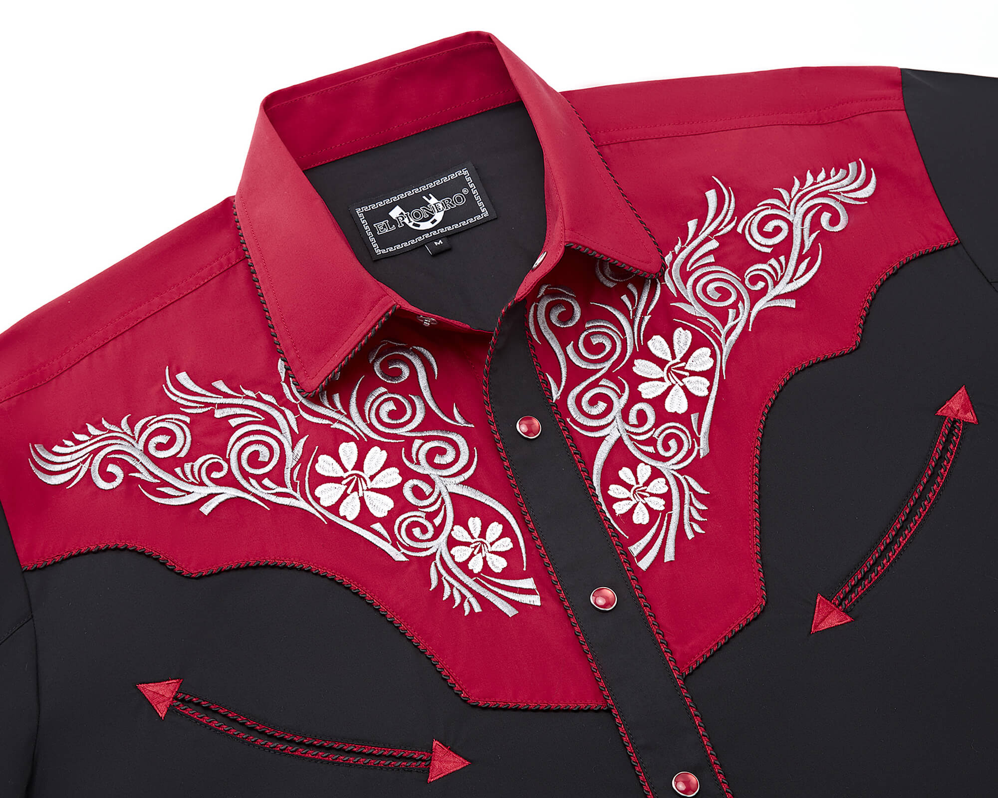 Fire & Charcoal Men's Embroidered Western Pearl Snap Shirt