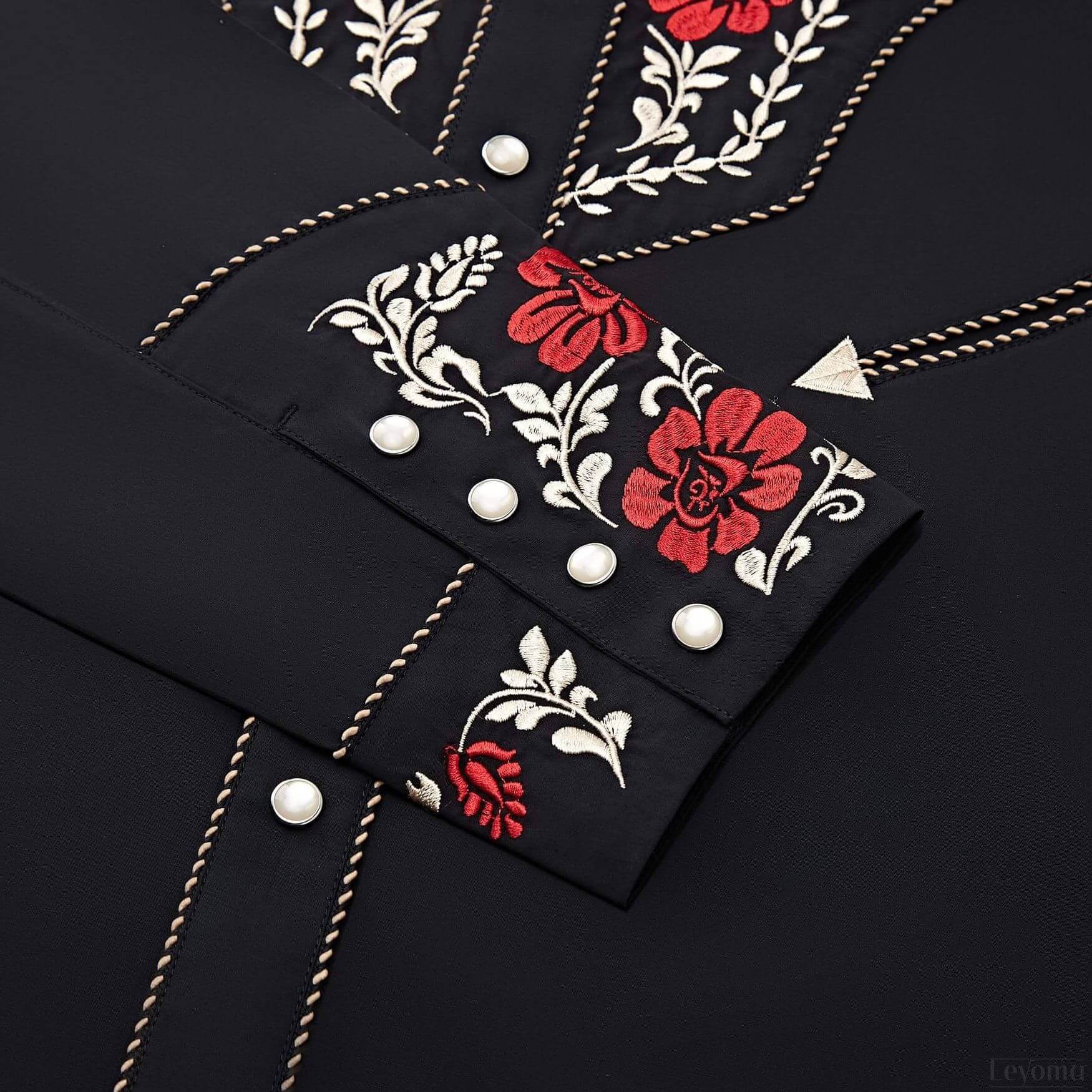 Cattle Ranch Men's Embroidered Western Pearl Snap Shirt