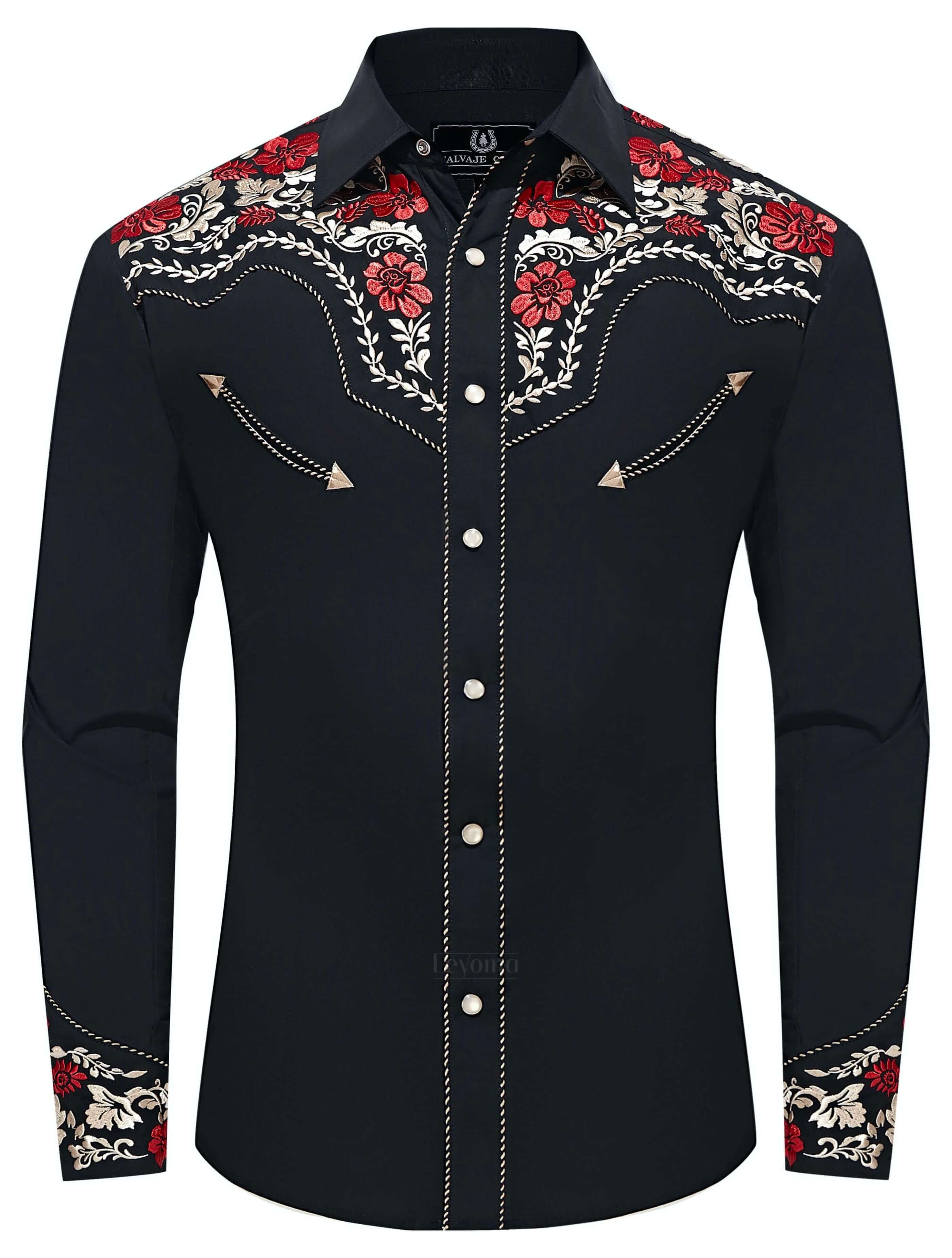Cattle Ranch Men's Embroidered Western Pearl Snap Shirt