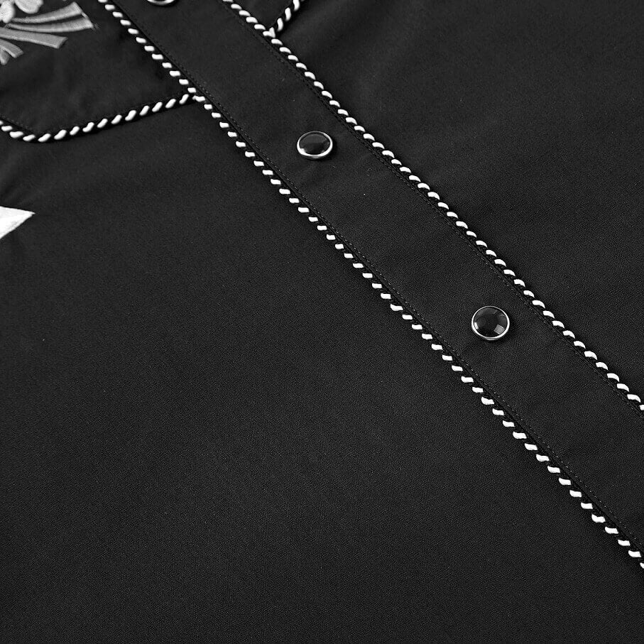 Dark Rider Men's Embroidered Western Pearl Snap Shirt