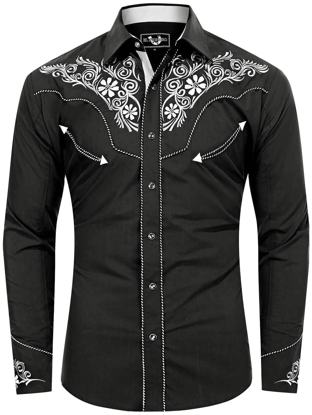 Dark Rider Men's Embroidered Western Pearl Snap Shirt