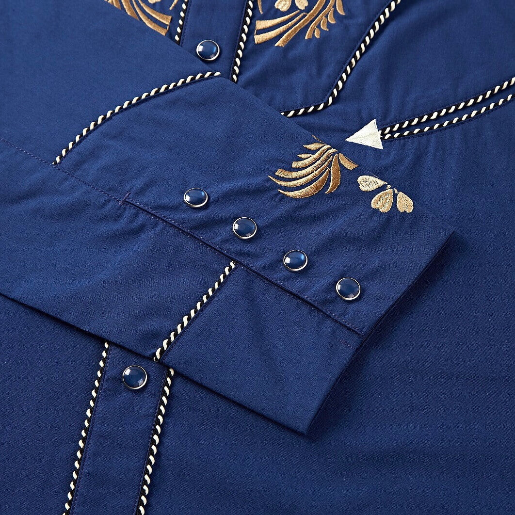 Desert Mirage Men's Embroidered Western Pearl Snap Shirt