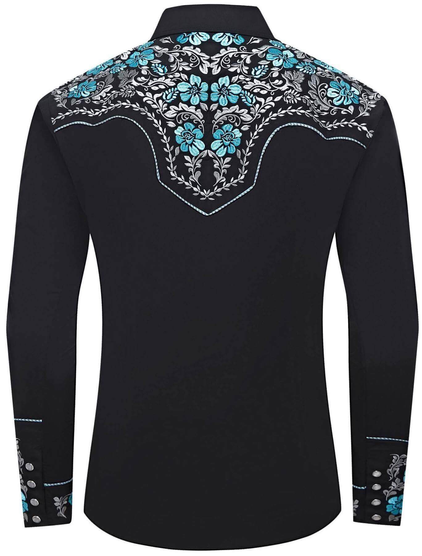 Golfo de México Men's Embroidered Western Pearl Snap Shirt