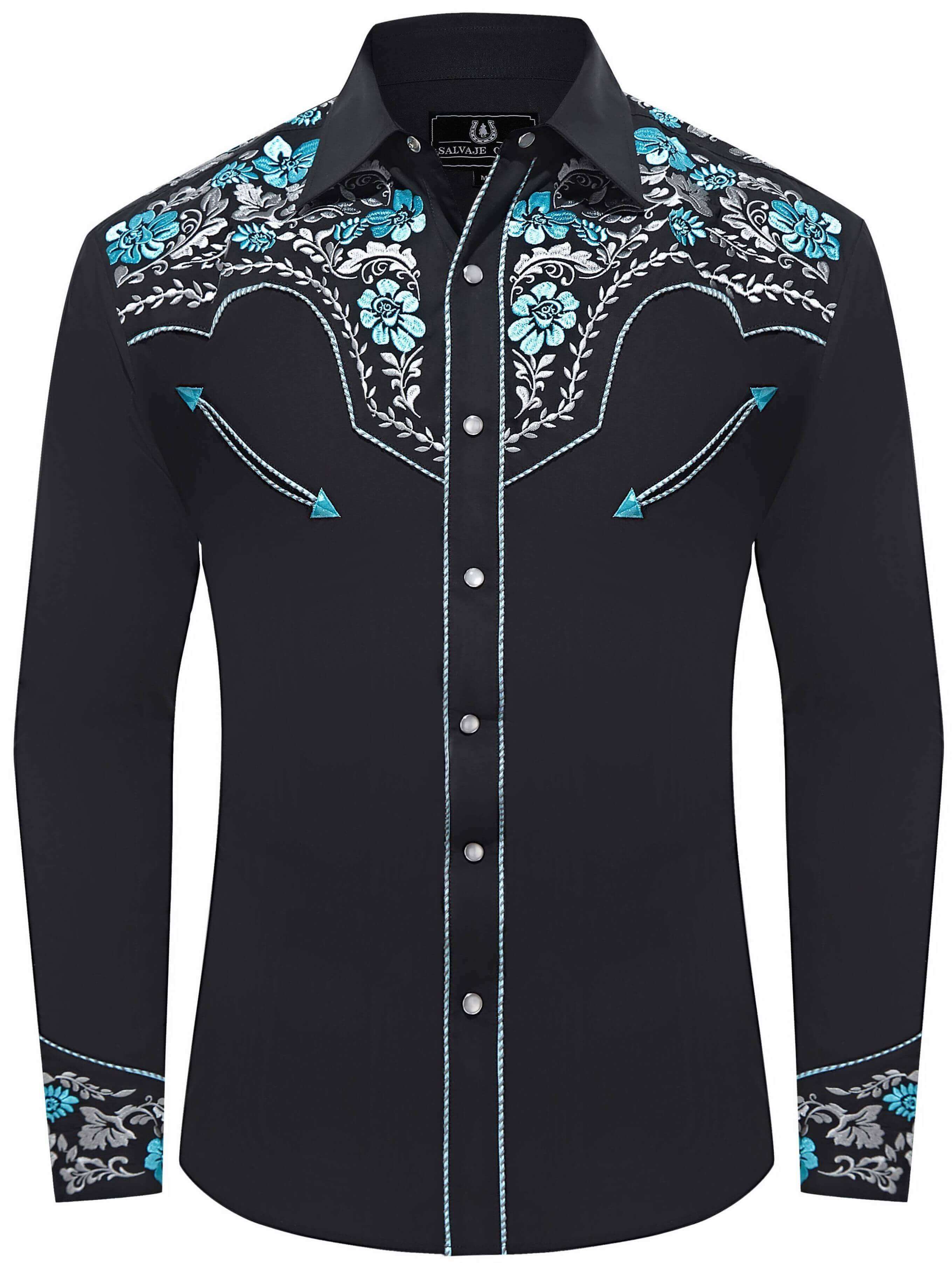 Golfo de México Men's Embroidered Western Pearl Snap Shirt