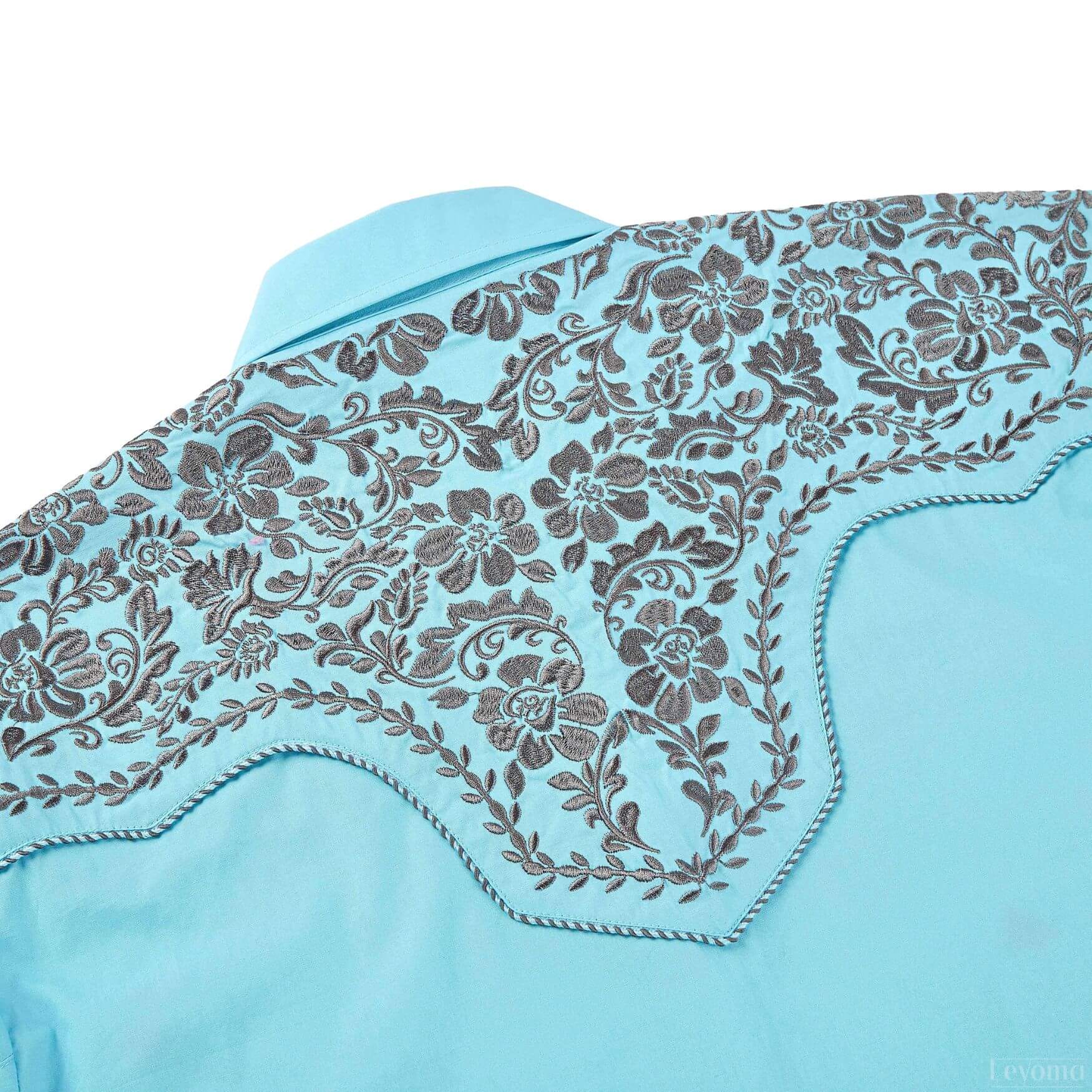 Montana Sky-Blue Men's Embroidered Western Pearl Snap Shirt