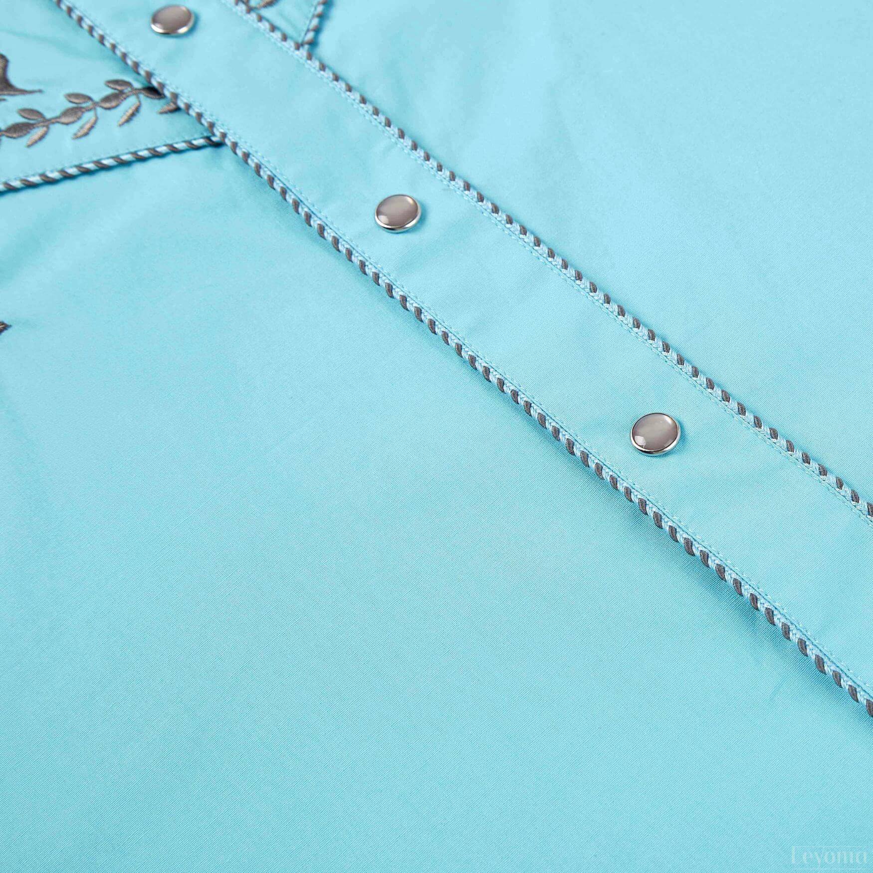 Montana Sky-Blue Men's Embroidered Western Pearl Snap Shirt
