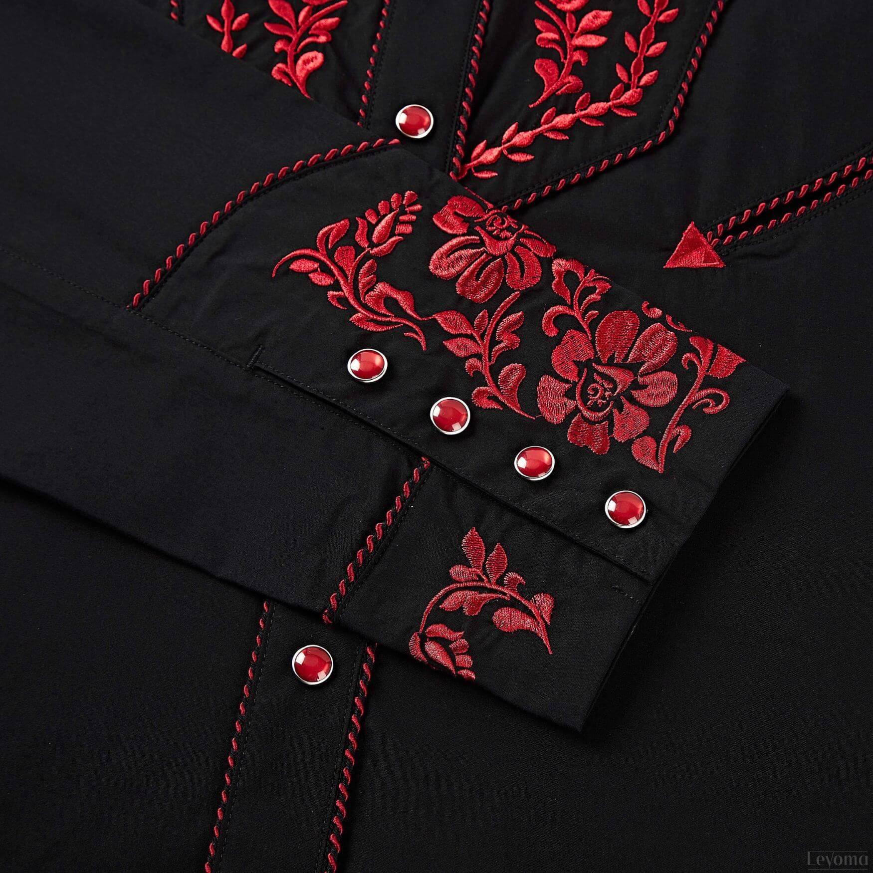 The Brave Bronco Men's Embroidered Western Pearl Snap Shirt