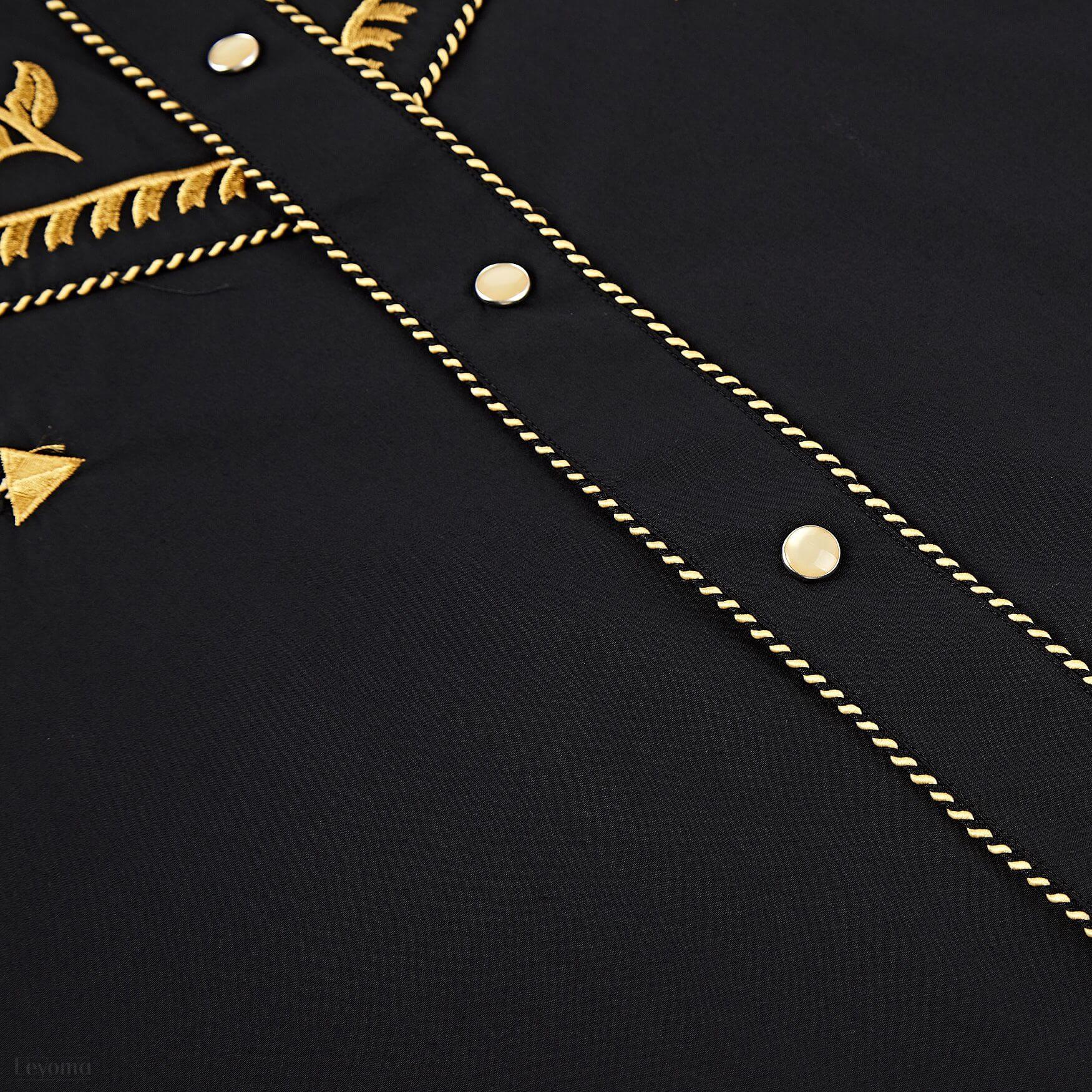 The Gold Bandit Men's Embroidered Western Pearl Snap Shirt