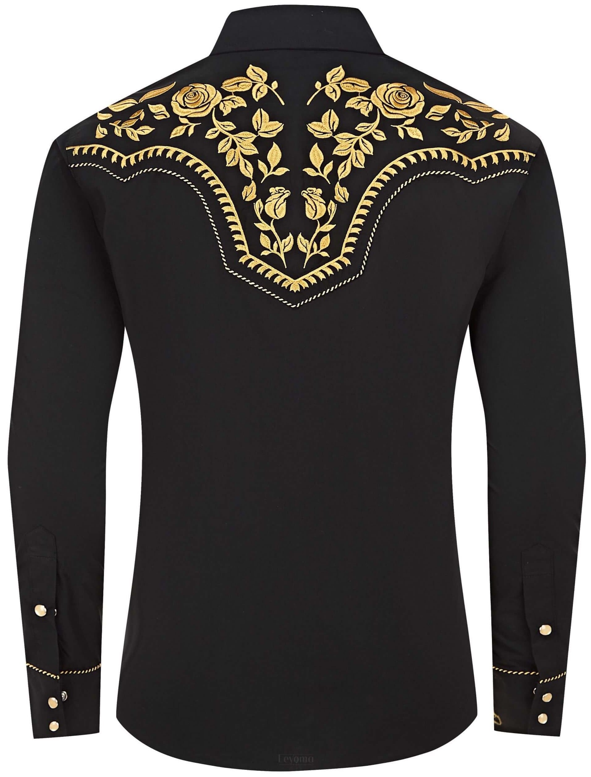 The Gold Bandit Men's Embroidered Western Pearl Snap Shirt