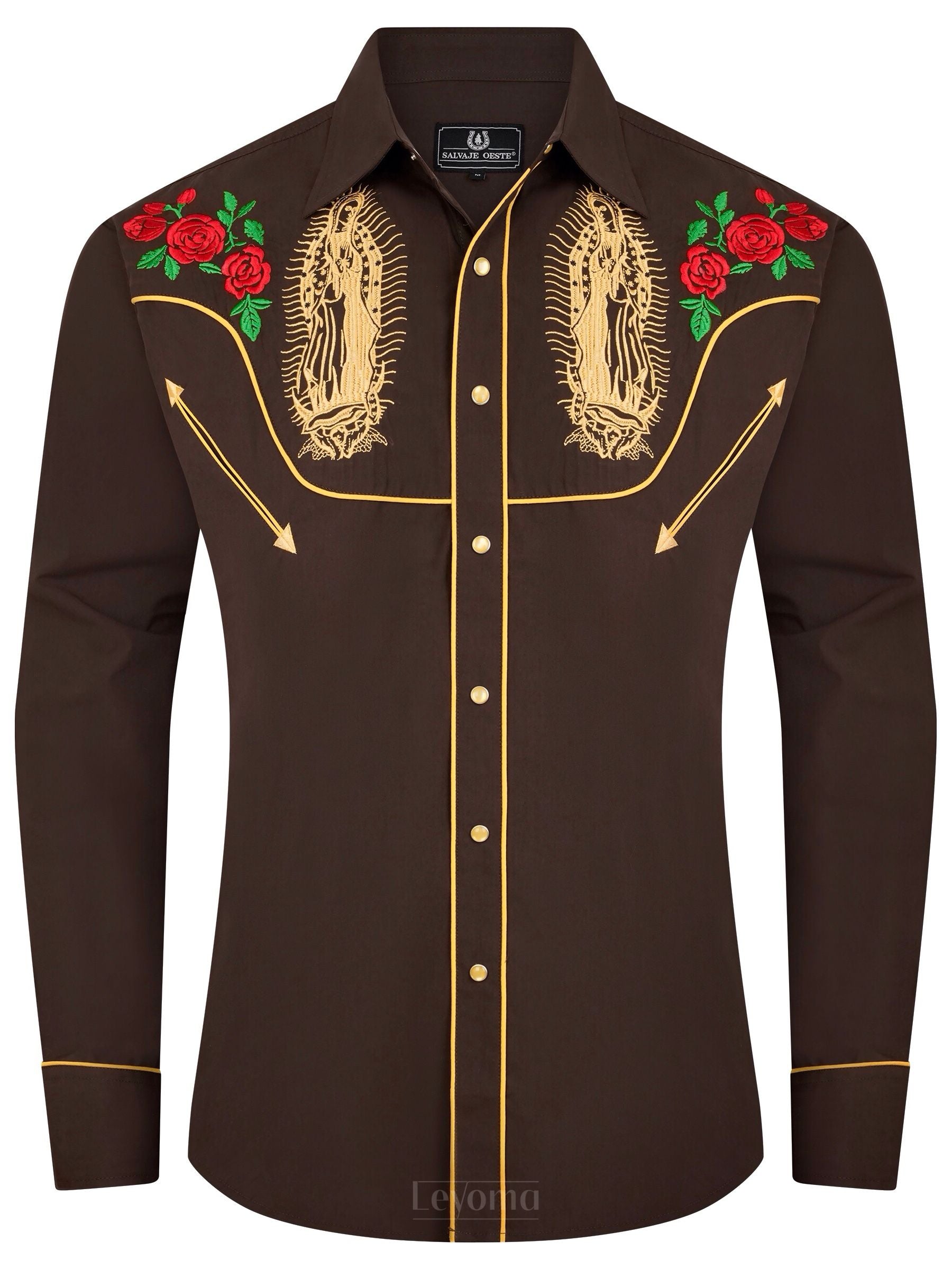 Mother Mary Hickory Men's Embroidered Western Pearl Snap Shirt